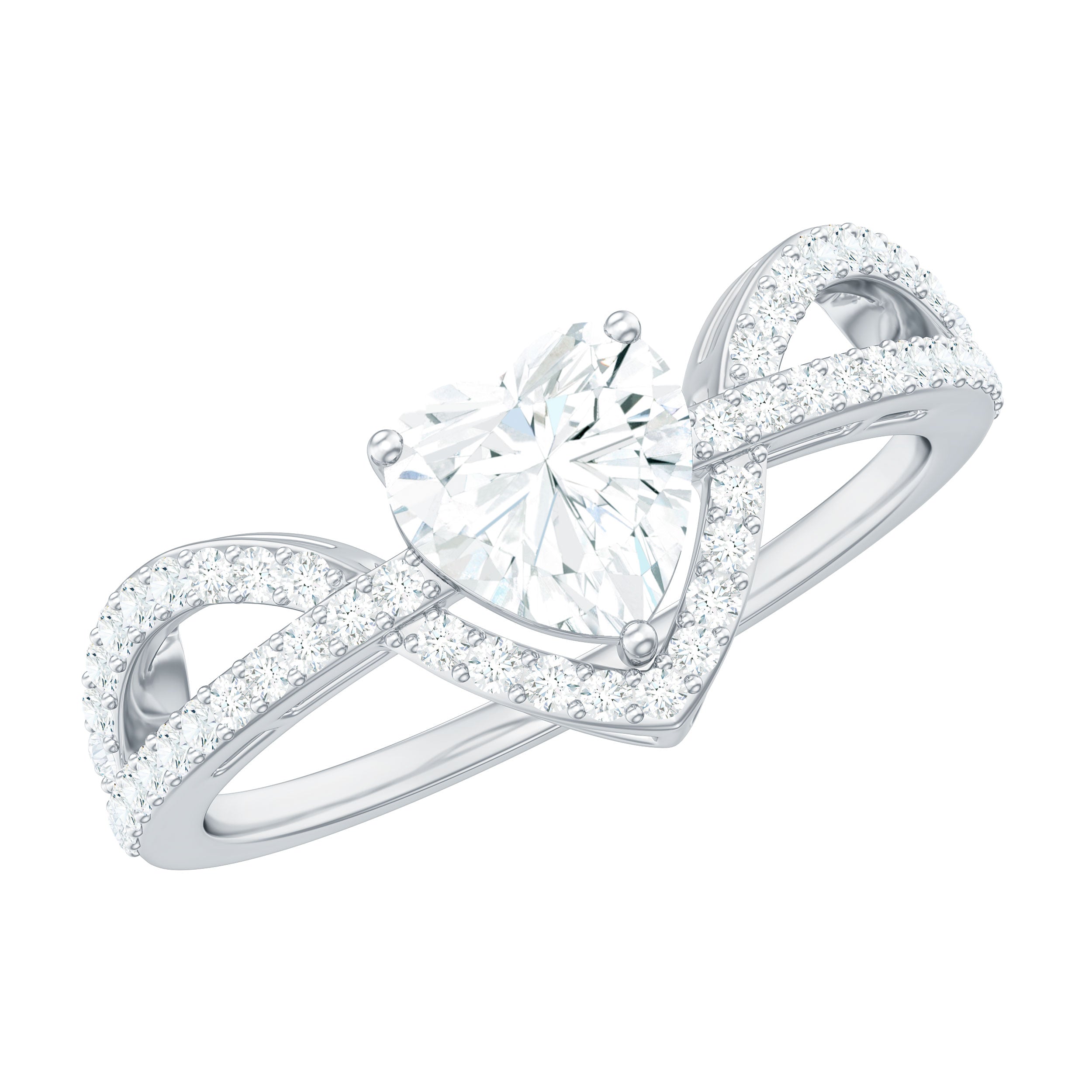 Rosec Jewels-Heart Shaped Moissanite Designer Engagement Ring