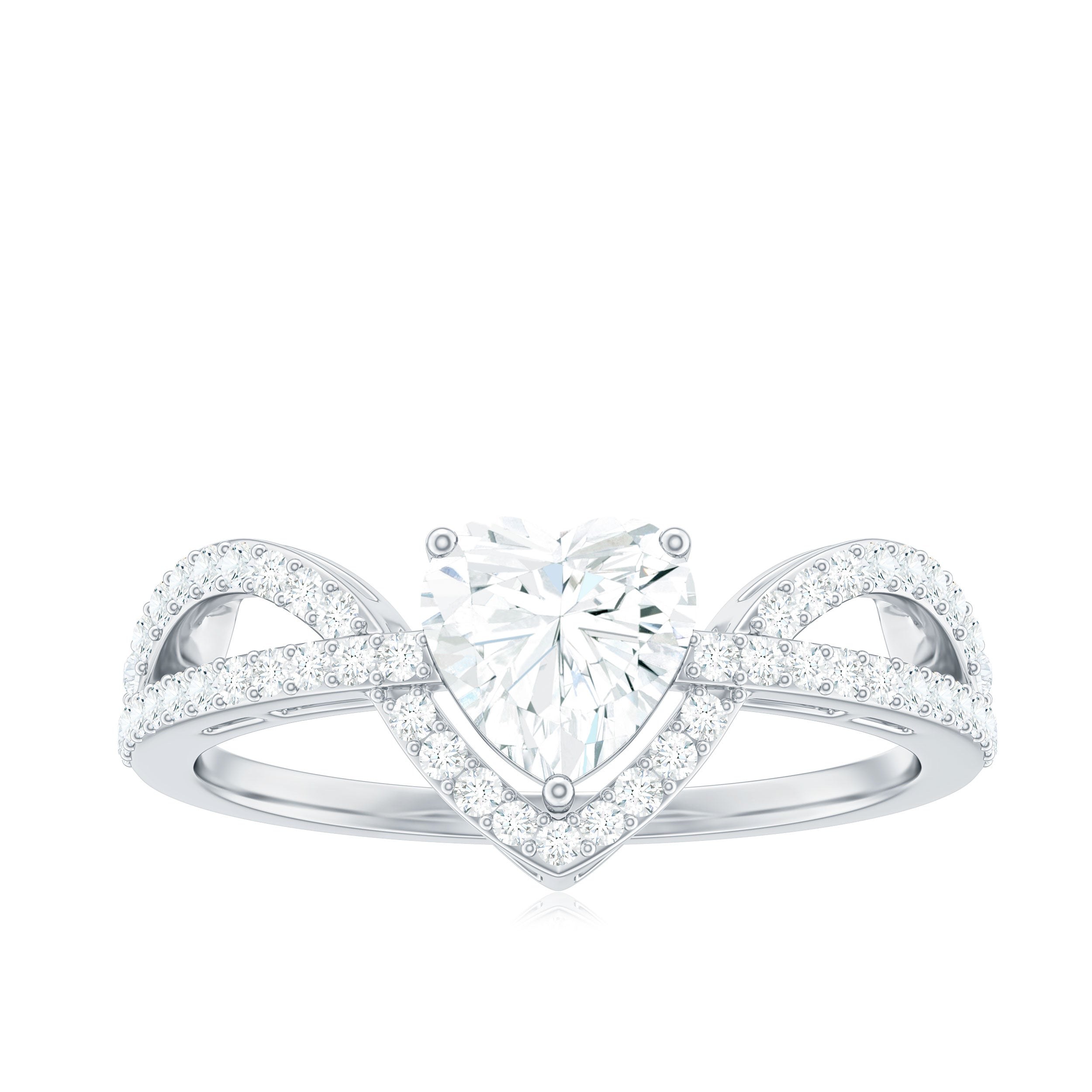 Rosec Jewels-Heart Shaped Moissanite Designer Engagement Ring