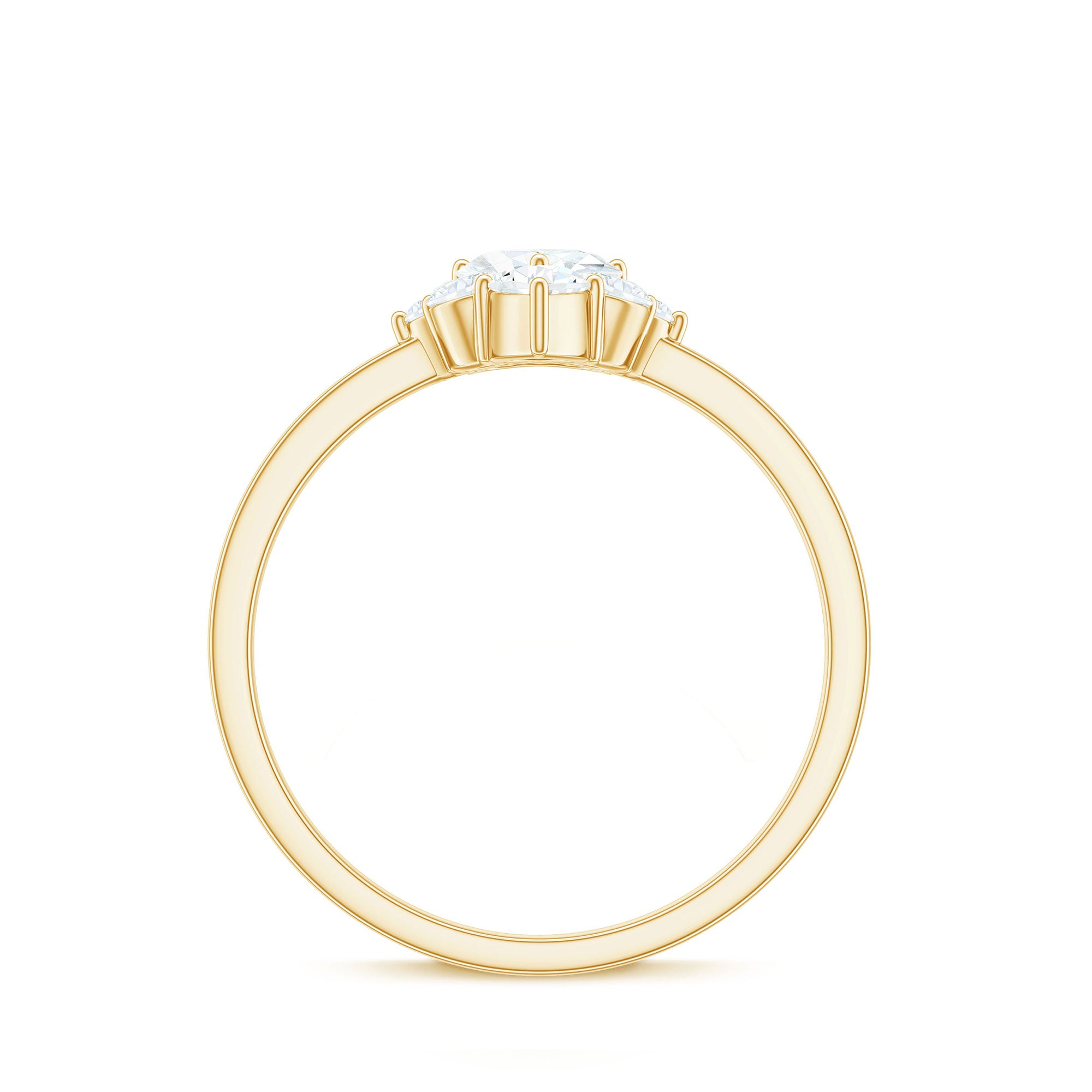 1 CT Cubic Zirconia Heart Engagement Ring with Side Stones AAAA - Rosec Jewels