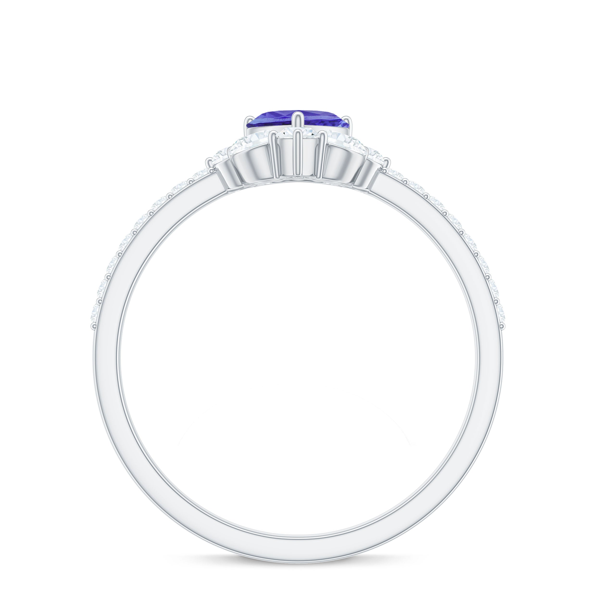 Rosec Jewels-Natural Tanzanite Diamond Heart Promise Ring for Engagement