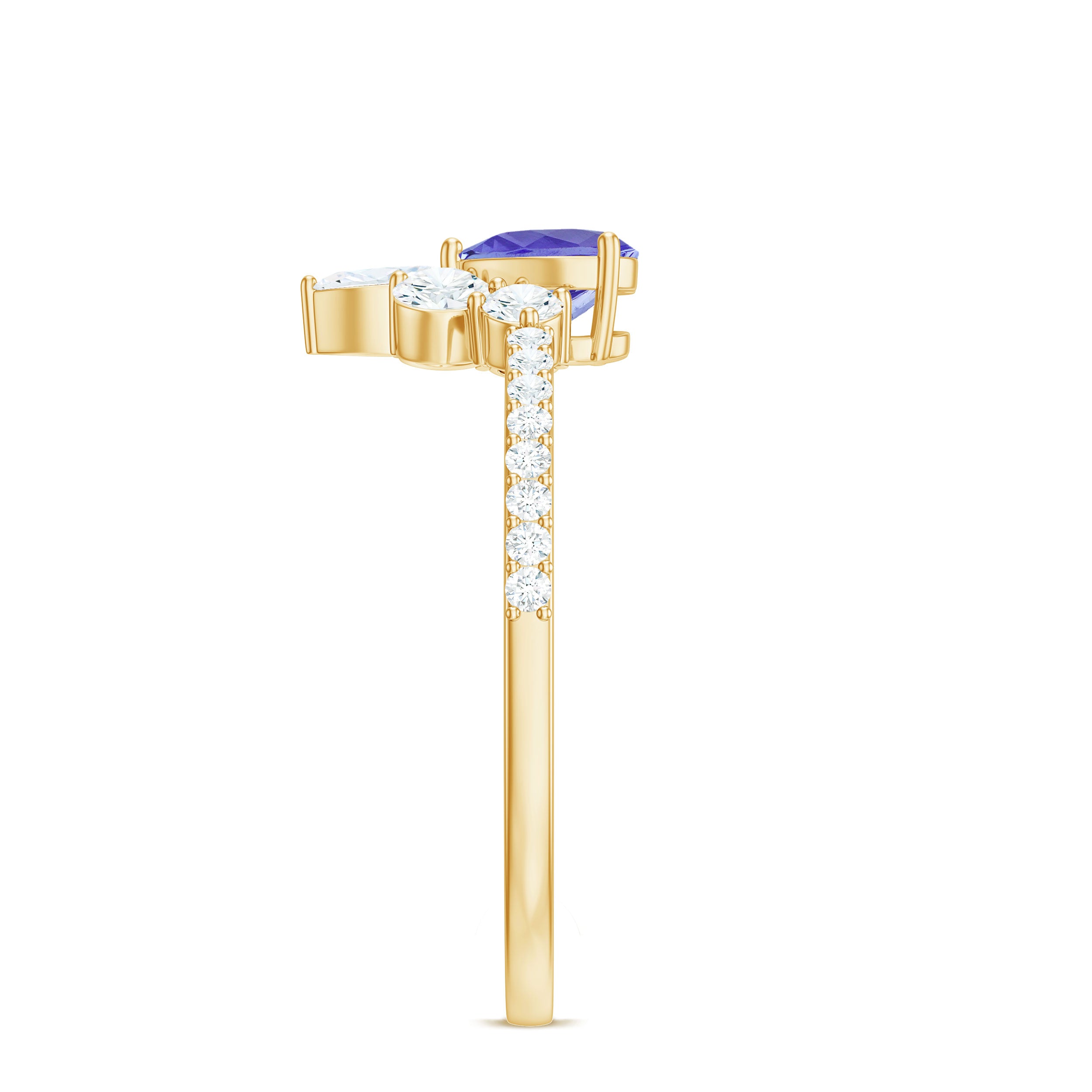 Rosec Jewels-Natural Tanzanite Diamond Heart Promise Ring for Engagement