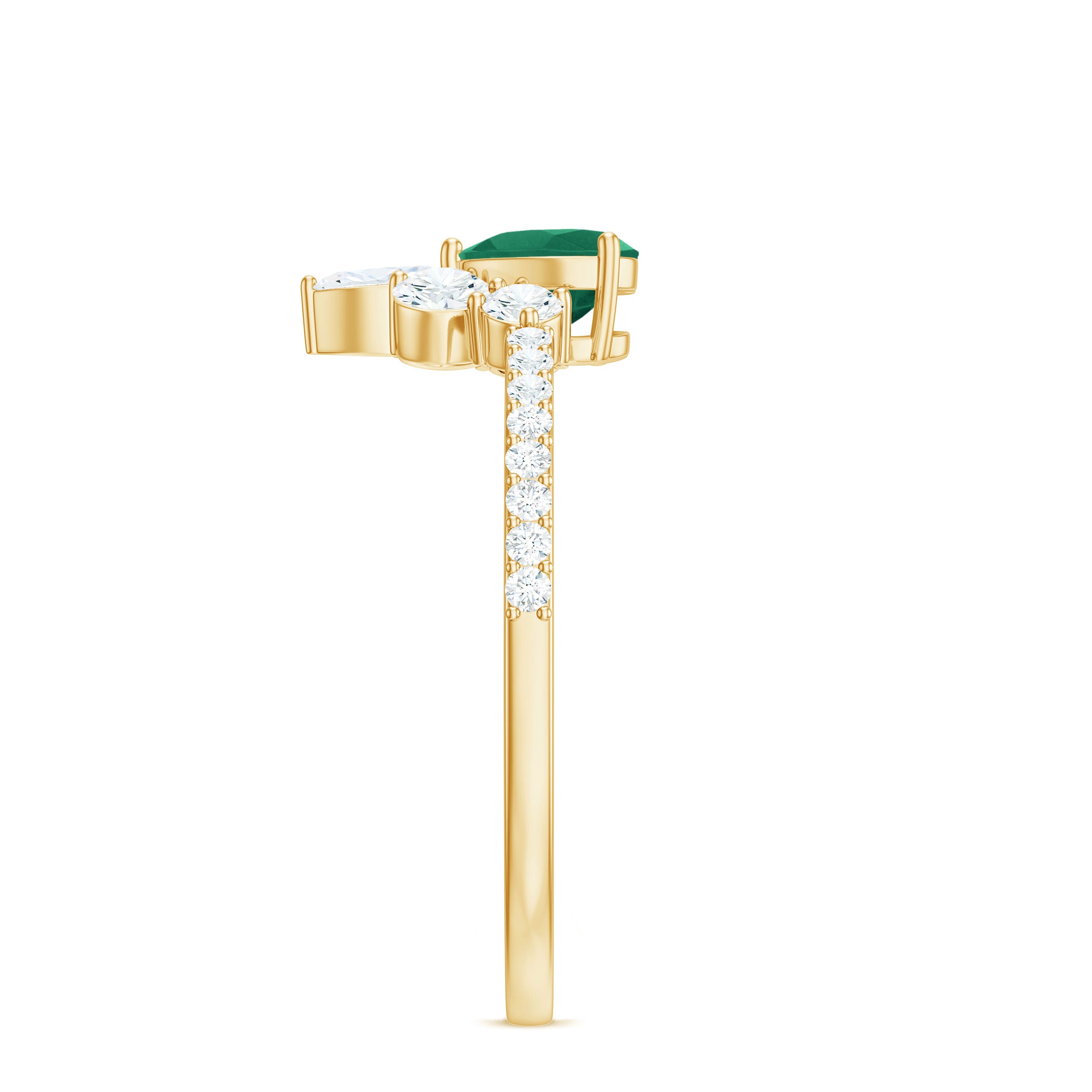 Rosec Jewels-Natural Emerald Heart Promise Ring with Diamond