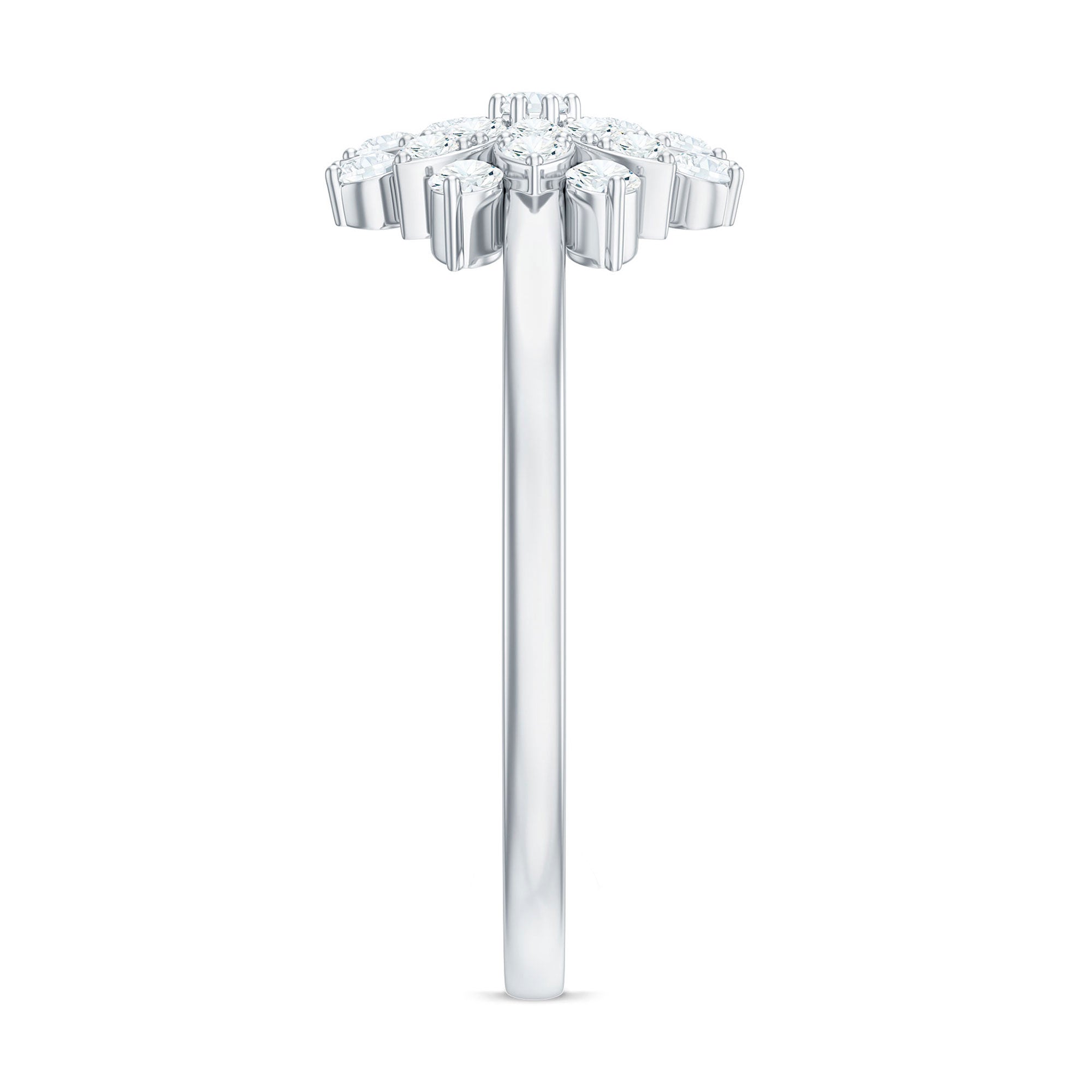 Certified Cubic Zirconia Flower Cluster Engagement Ring AAAA - Rosec Jewels