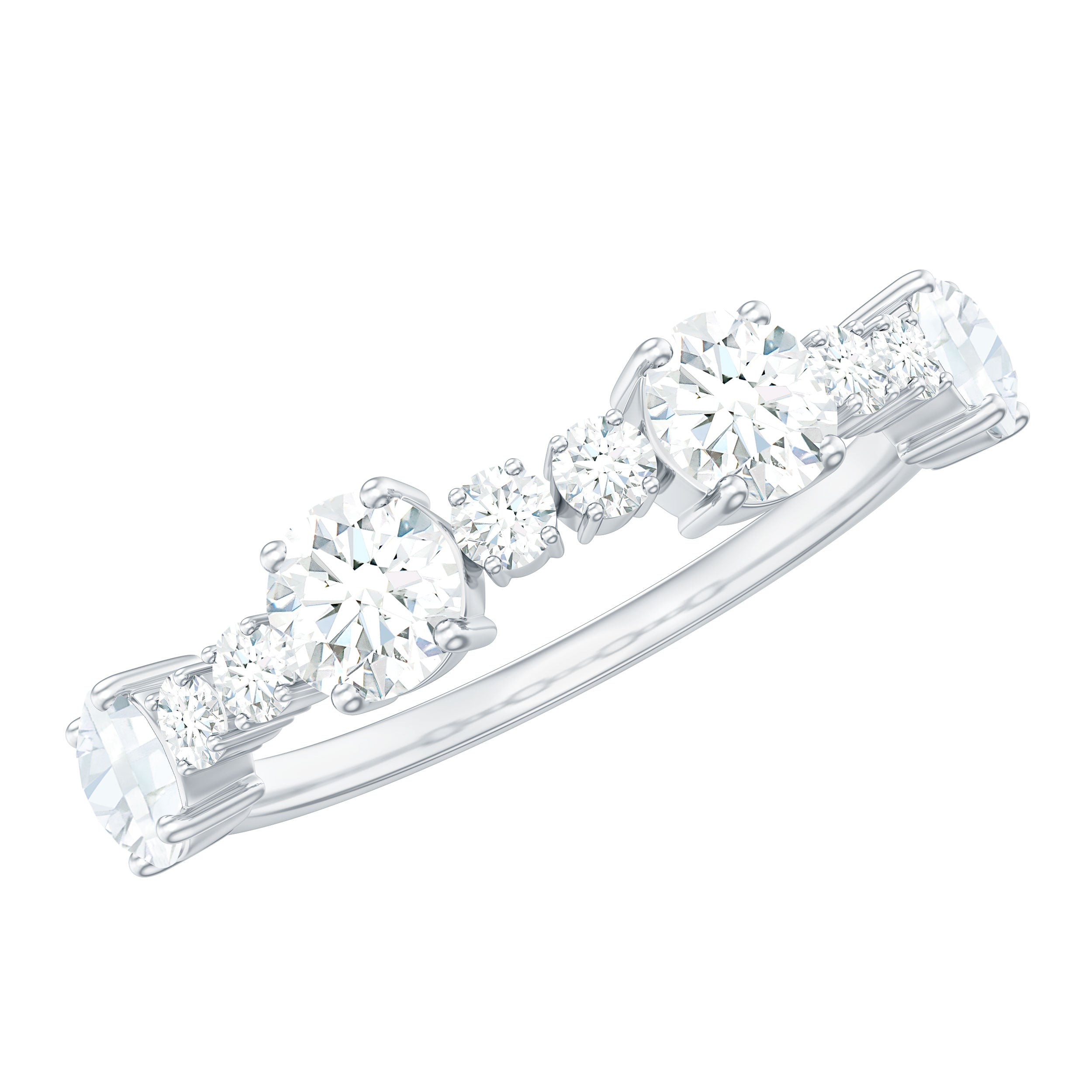 Cubic Zirconia Half Eternity Wedding Anniversary Ring AAAA - Rosec Jewels