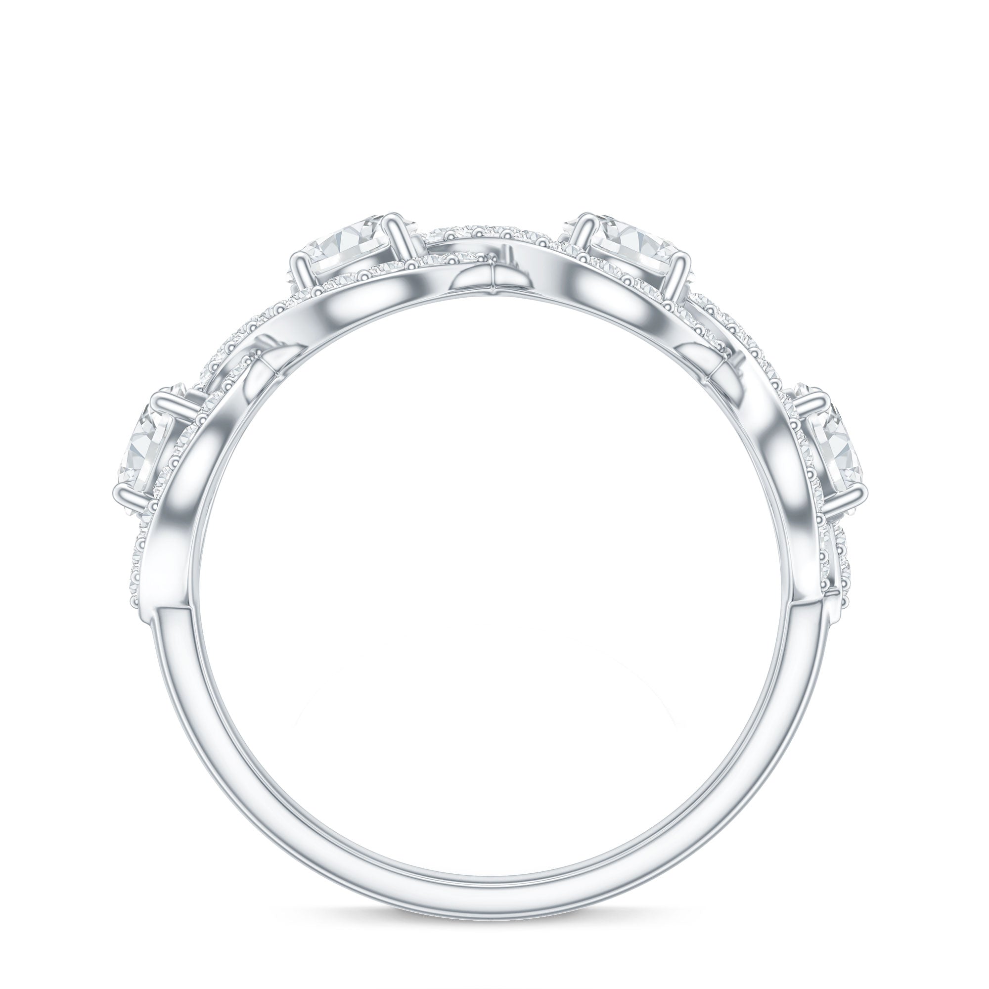 Cubic Zirconia Braided Half Eternity Band Ring AAAA - Rosec Jewels