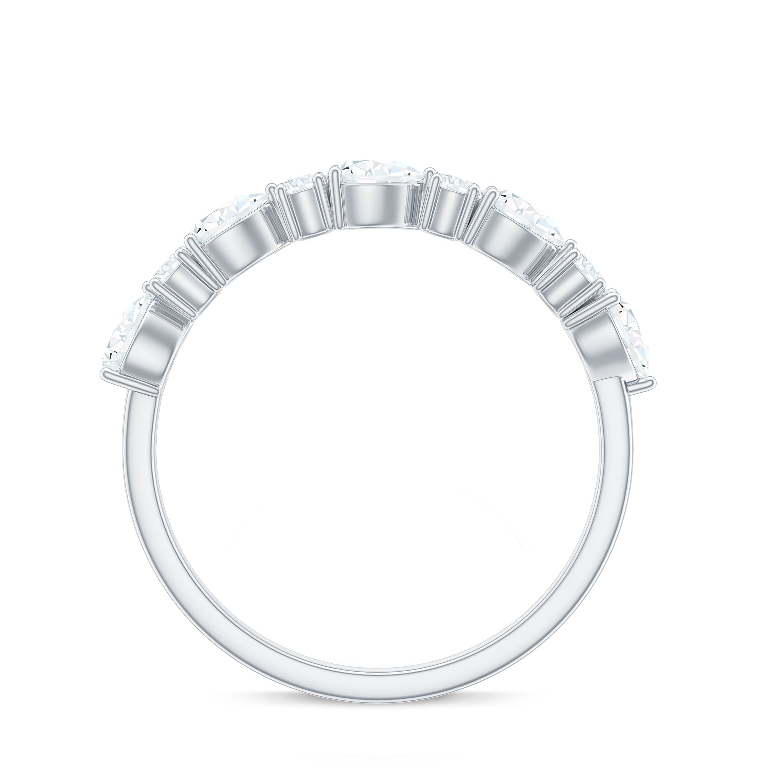 Certified Moissanite Half Eternity Stackable Ring for Women D-VS1 - Rosec Jewels