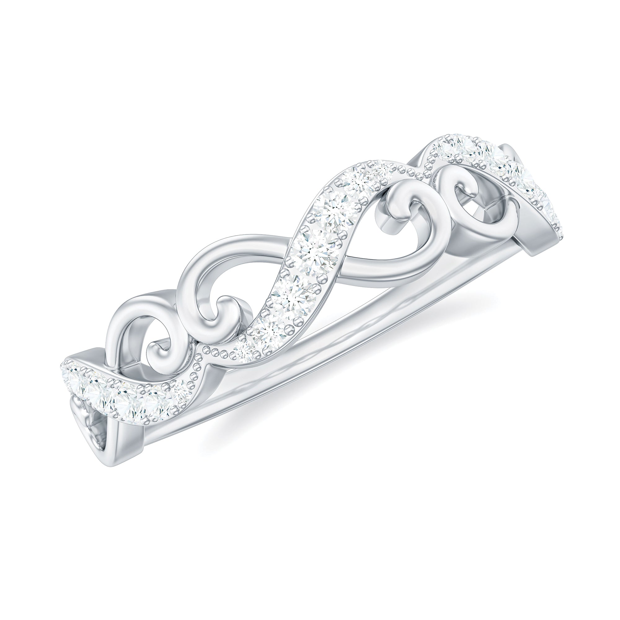 Vintage Inspired Moissanite Infinity Wedding Band Ring D-VS1 - Rosec Jewels