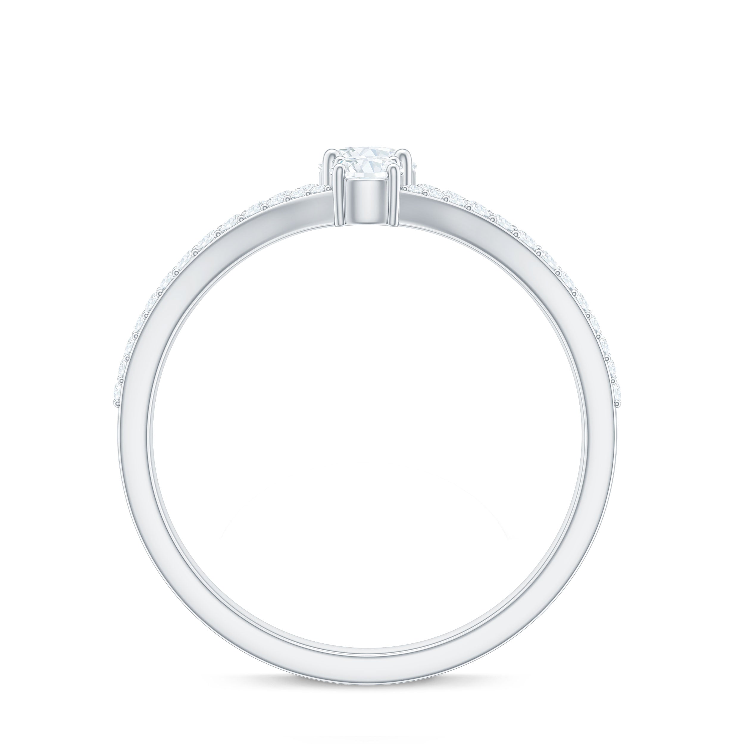 3/4 CT Zircon Two Stone Engagement Ring with Split Shank AAAA - Rosec Jewels