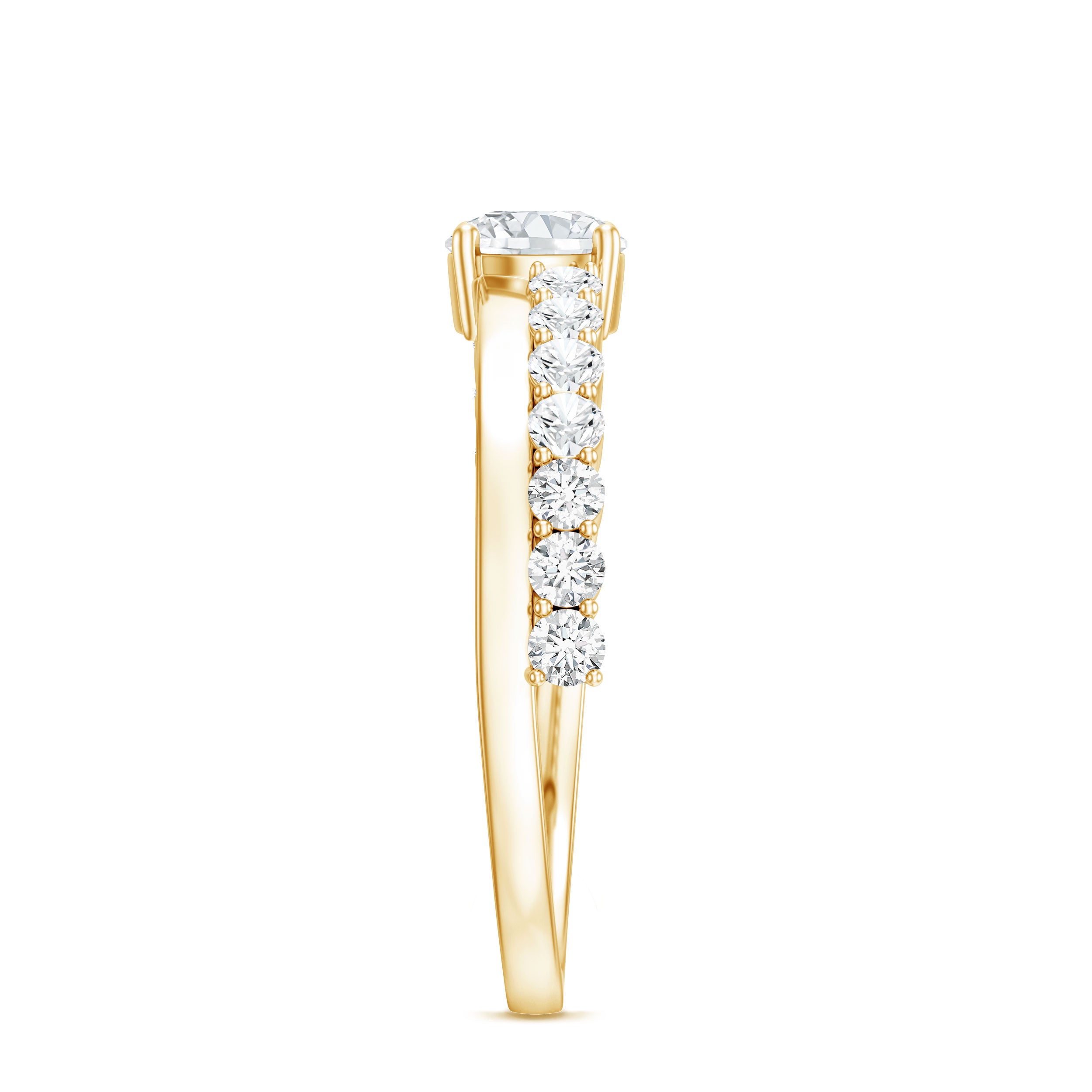 Round Cut Moissanite Engagement Ring with Side Stones D-VS1 - Rosec Jewels