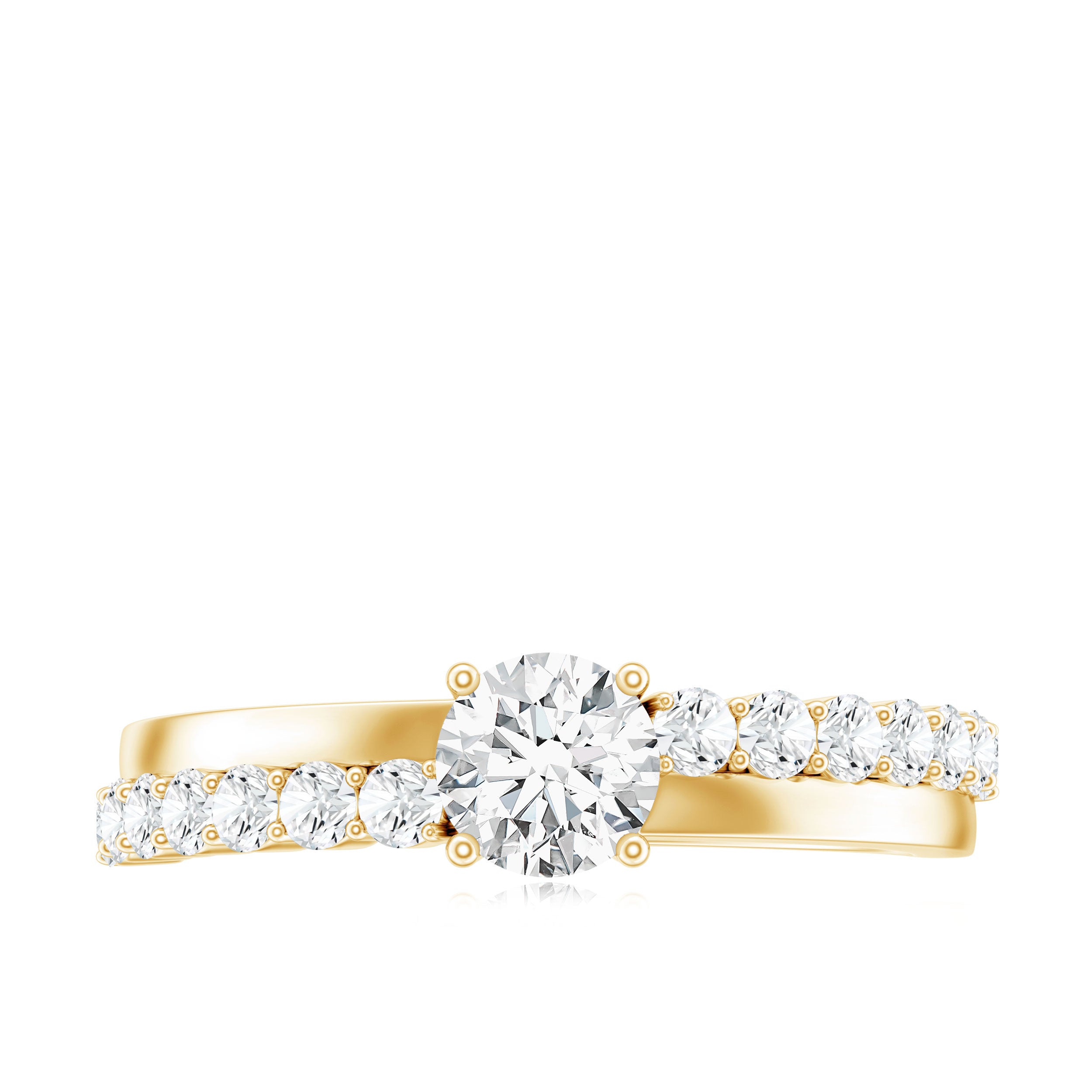 Round Cut Moissanite Engagement Ring with Side Stones D-VS1 - Rosec Jewels