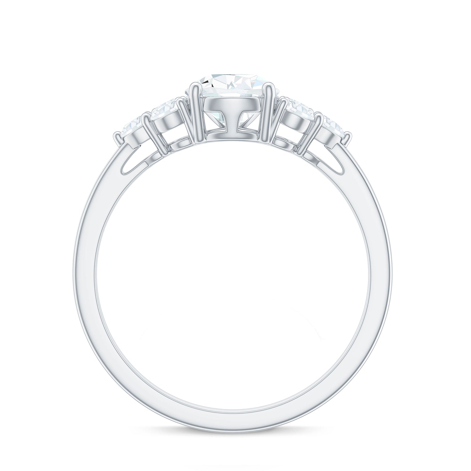 Zircon Teardrop Engagement Ring with Cluster Accent AAAA - Rosec Jewels