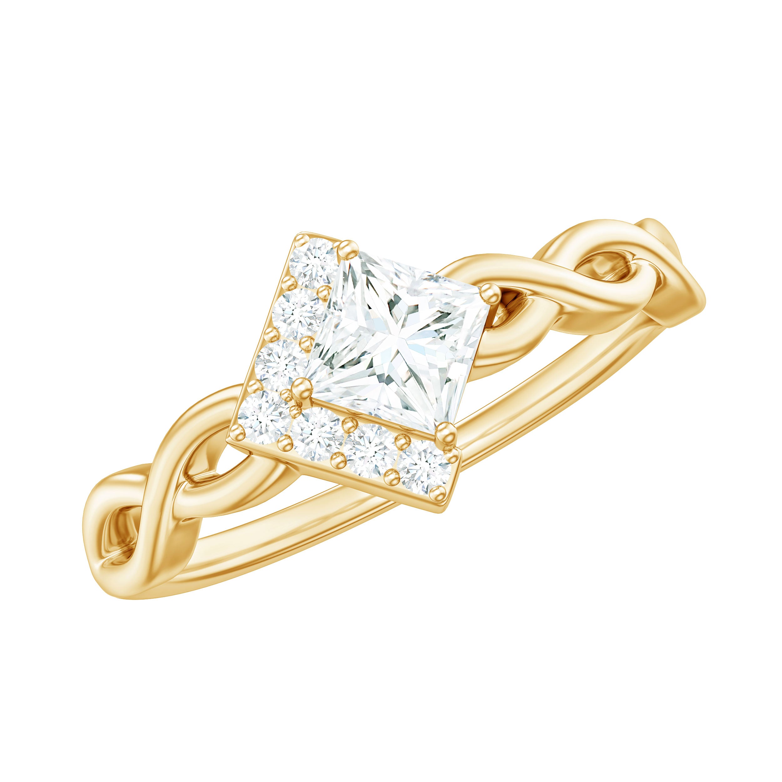 Princess Cut Moissanite Infinity Promise Ring with Half Halo D-VS1 - Rosec Jewels