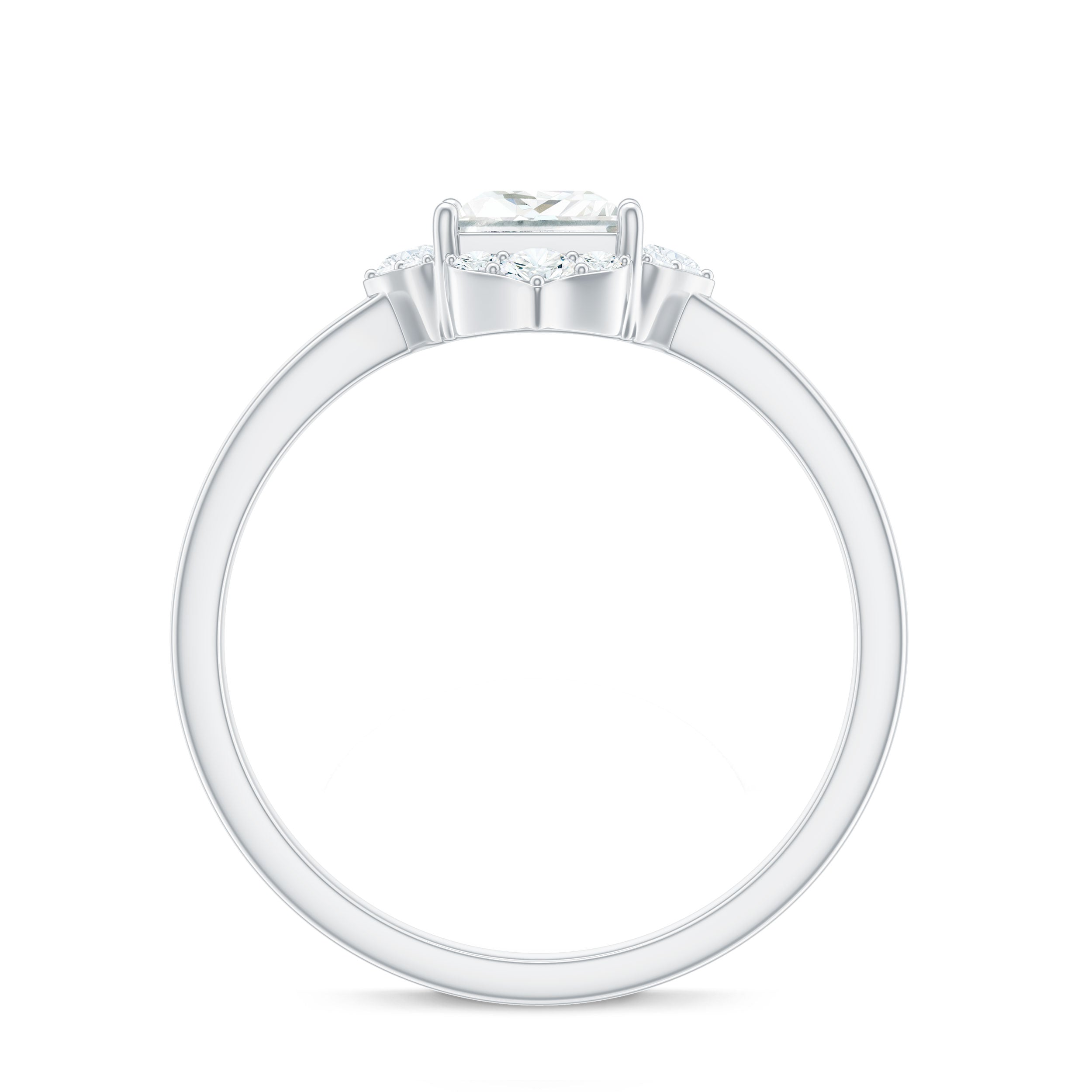 Rosec Jewels-Princess Cut Moissanite Floral Engagement Ring for Women