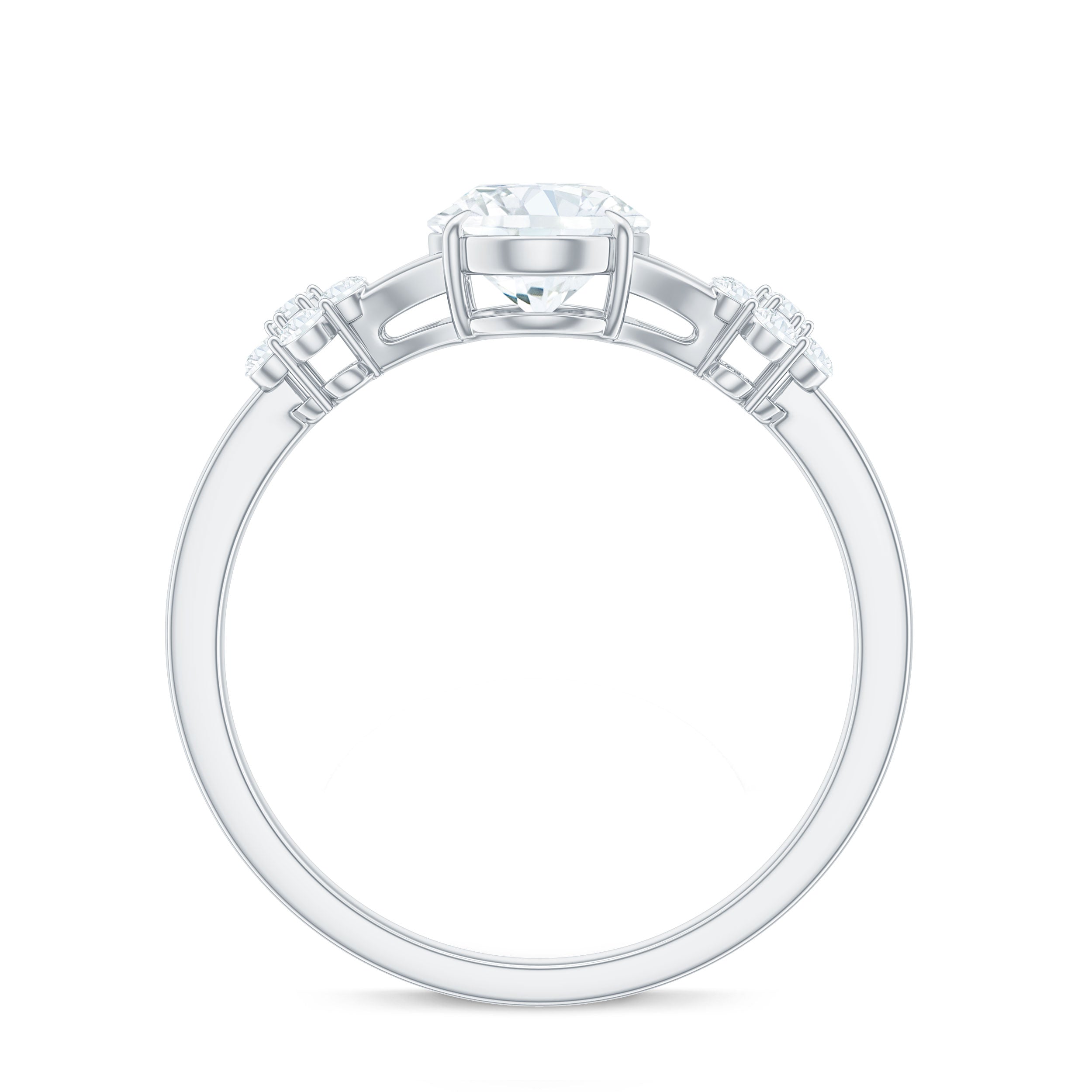 Oval Cut Moissanite Flower Engagement Ring in Split Shank D-VS1 - Rosec Jewels
