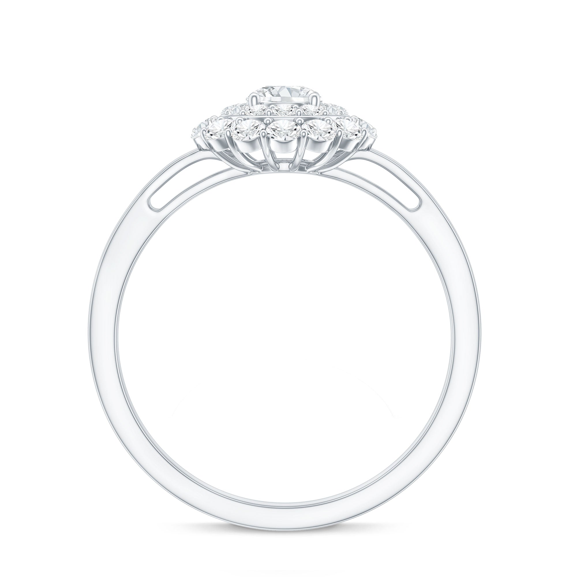 Certified Round Moissanite Double Halo Engagement Ring D-VS1 - Rosec Jewels