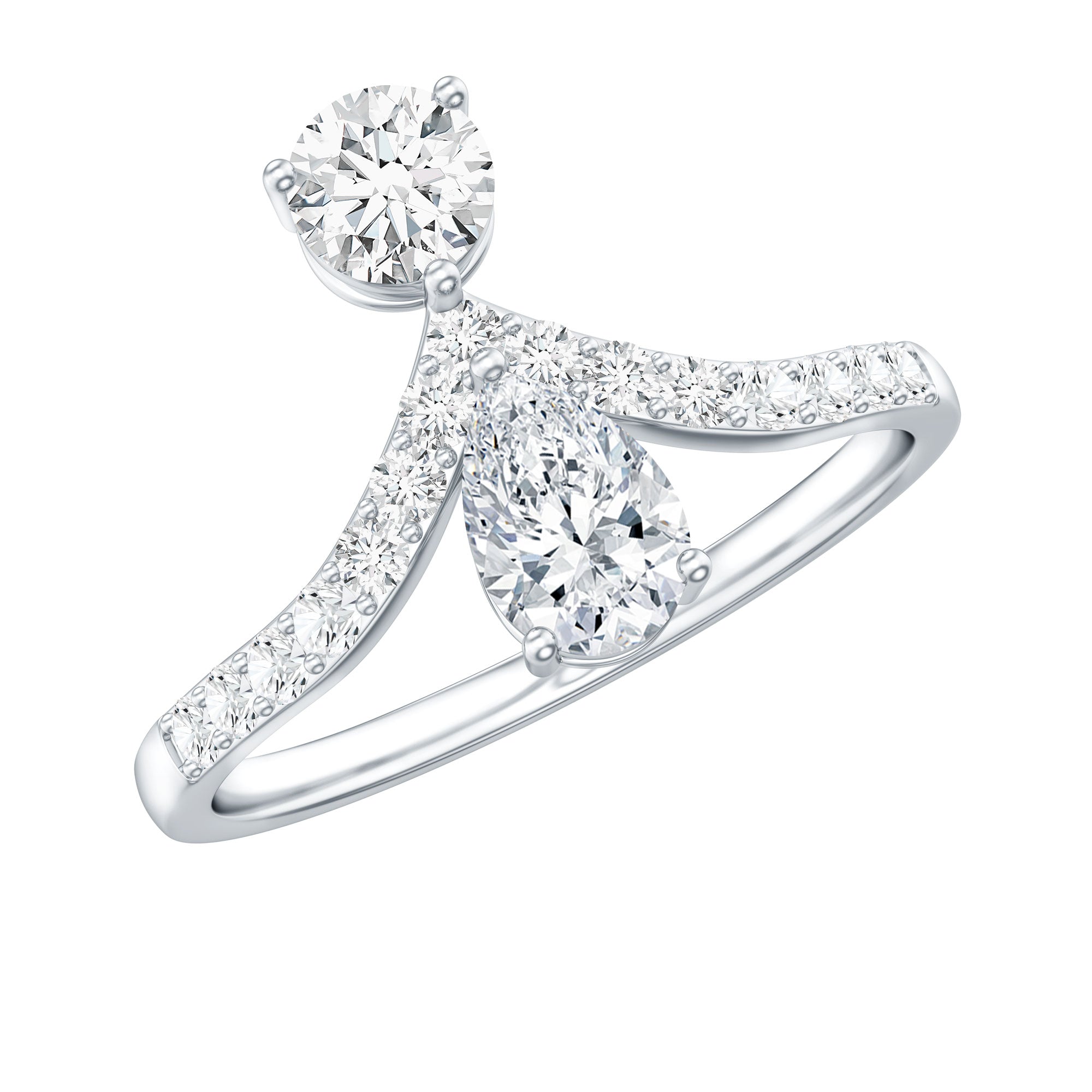 Pear and Round Cut Moissanite Toi et Moi Engagement Ring