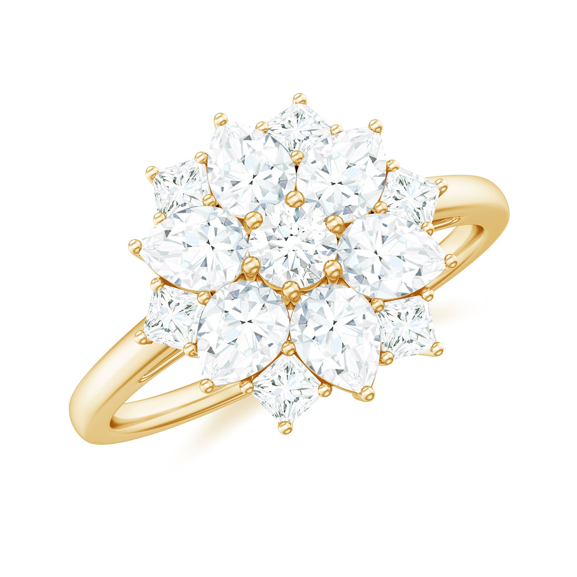 Womens Moissanite Flower Engagement Ring with Certificate D-VS1 - Rosec Jewels