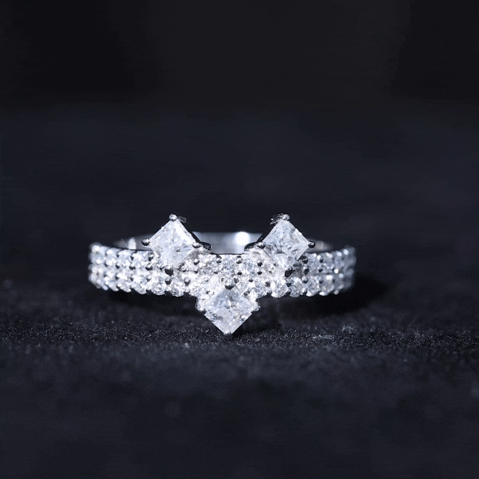 Rosec Jewels-Princess and Round Cut Moissanite Designer Wedding Band