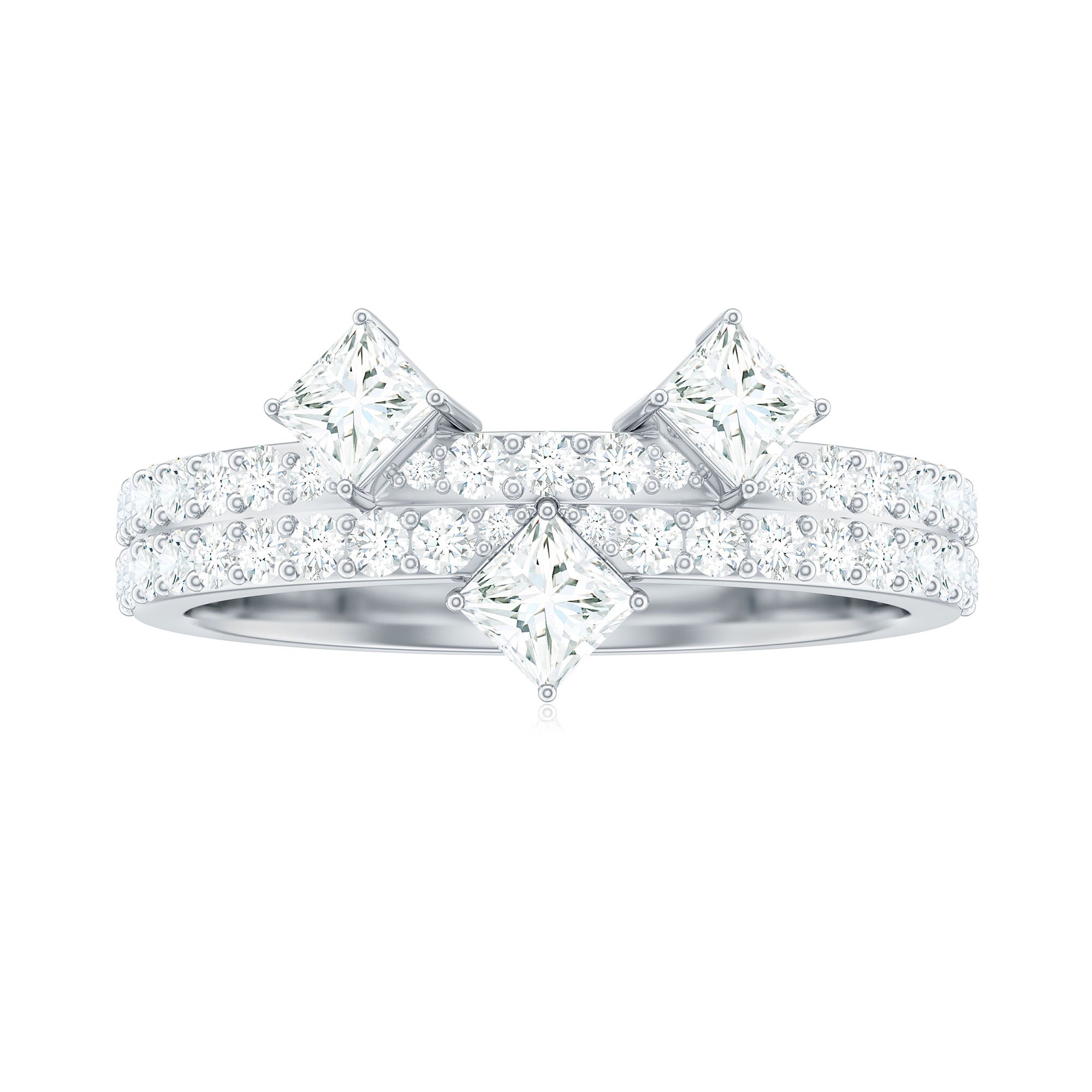 Rosec Jewels-Princess and Round Cut Moissanite Designer Wedding Band