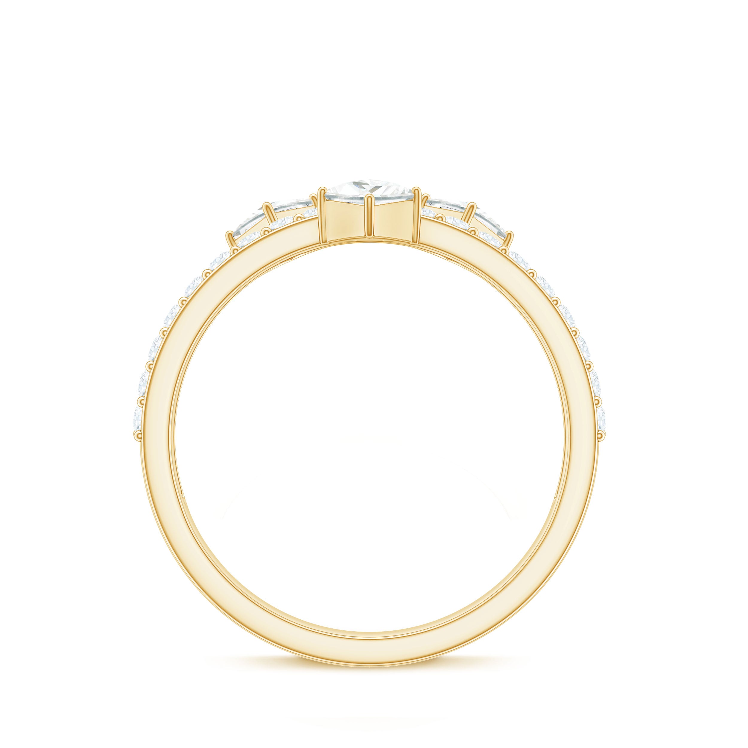 Rosec Jewels-Princess and Round Cut Moissanite Designer Wedding Band