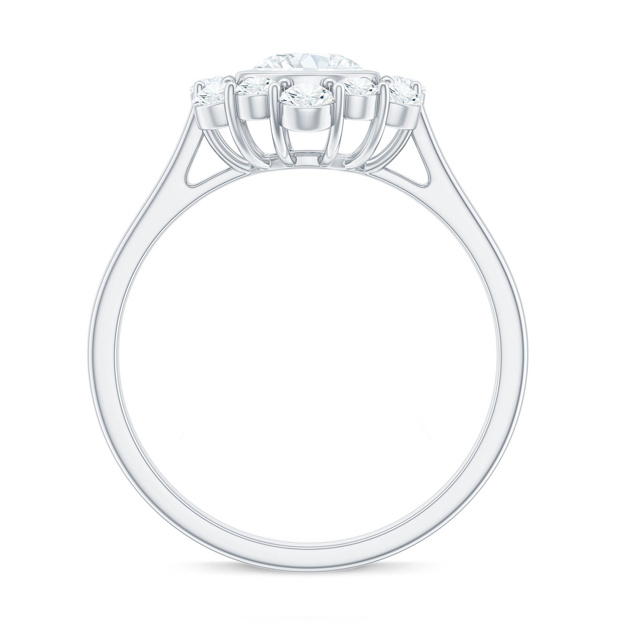 1.50 CT Bezel Set Zircon Statement Halo Engagement Ring AAAA - Rosec Jewels