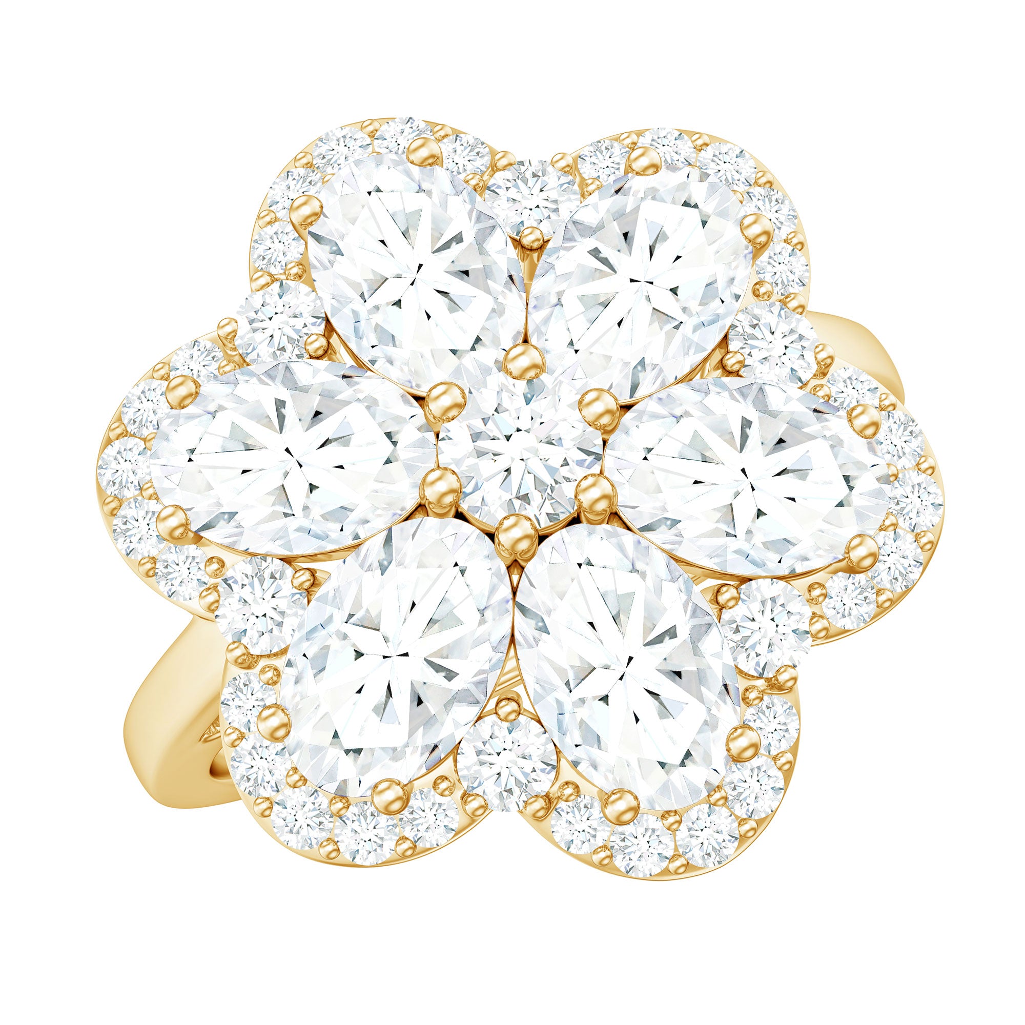 5.50 CT Oval and Round Cut Zircon Floral Statement Ring AAAA - Rosec Jewels