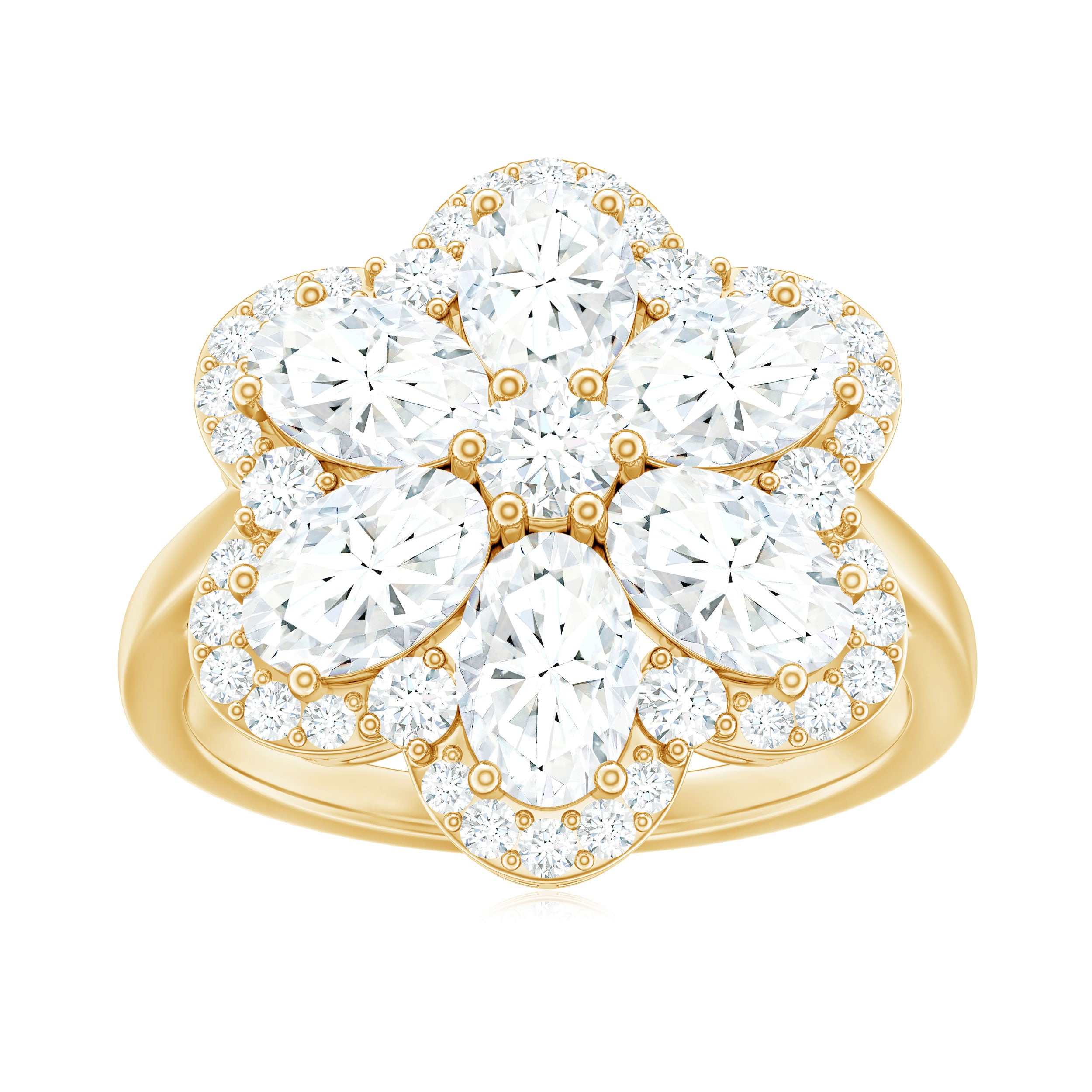 Certified Moissanite Huge Flower Engagement Ring D-VS1 - Rosec Jewels