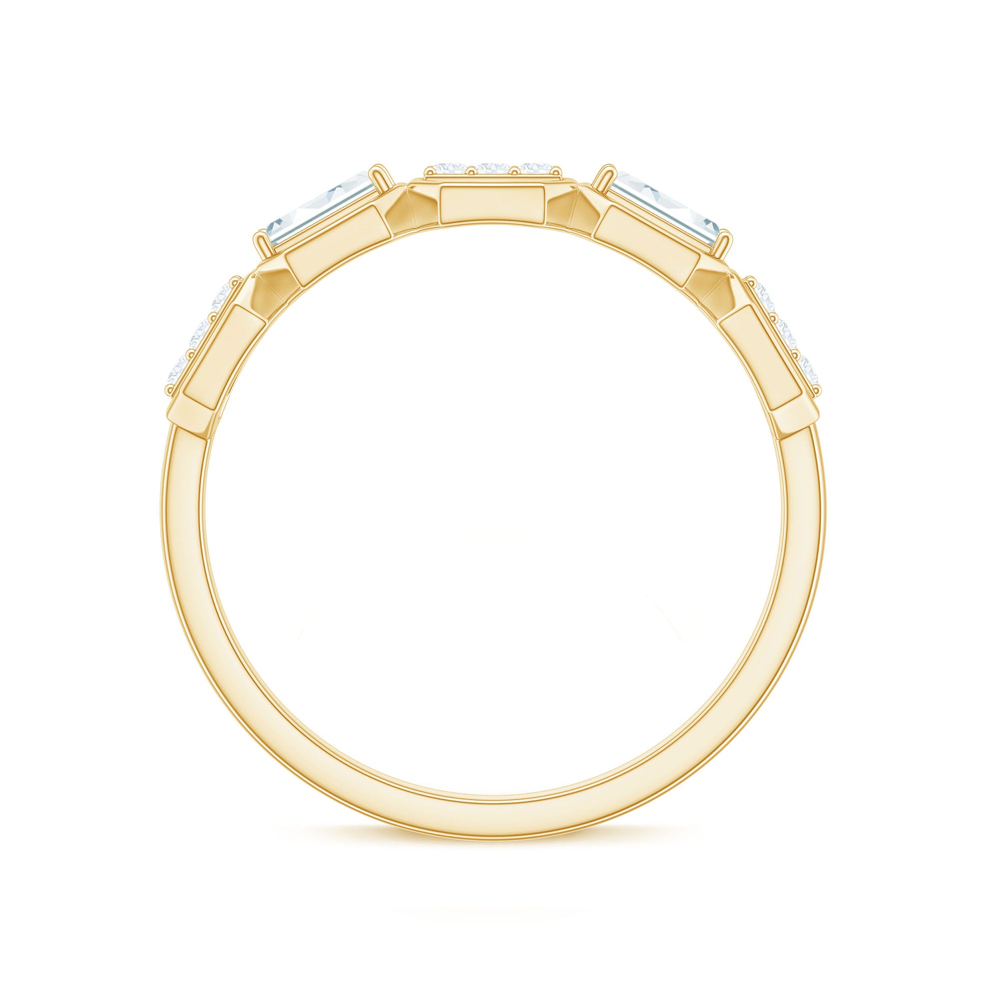 Certified Moissanite Geometric Half Eternity Ring D-VS1 - Rosec Jewels
