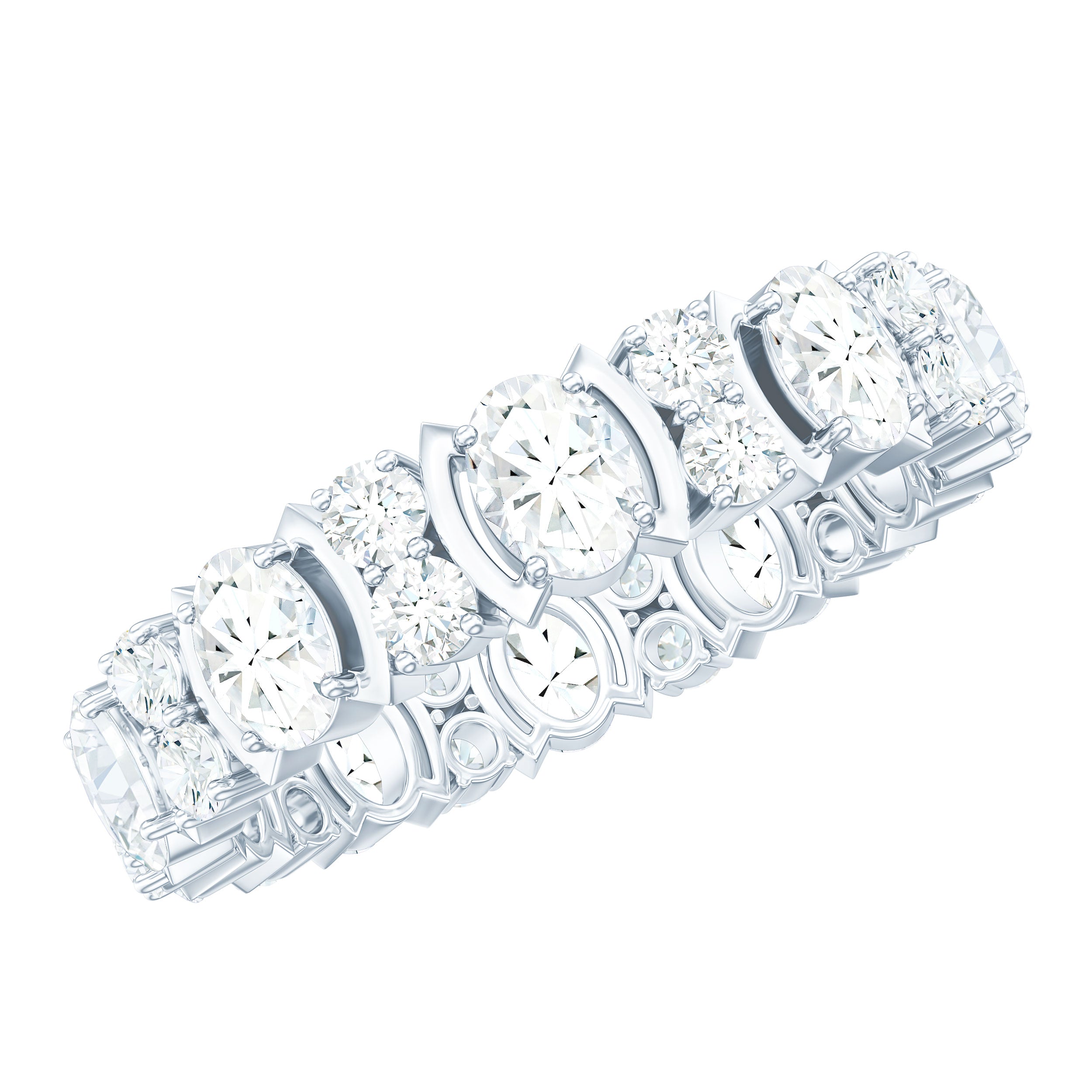Oval Cut Moissanite Full Eternity Wedding Band D-VS1 - Rosec Jewels