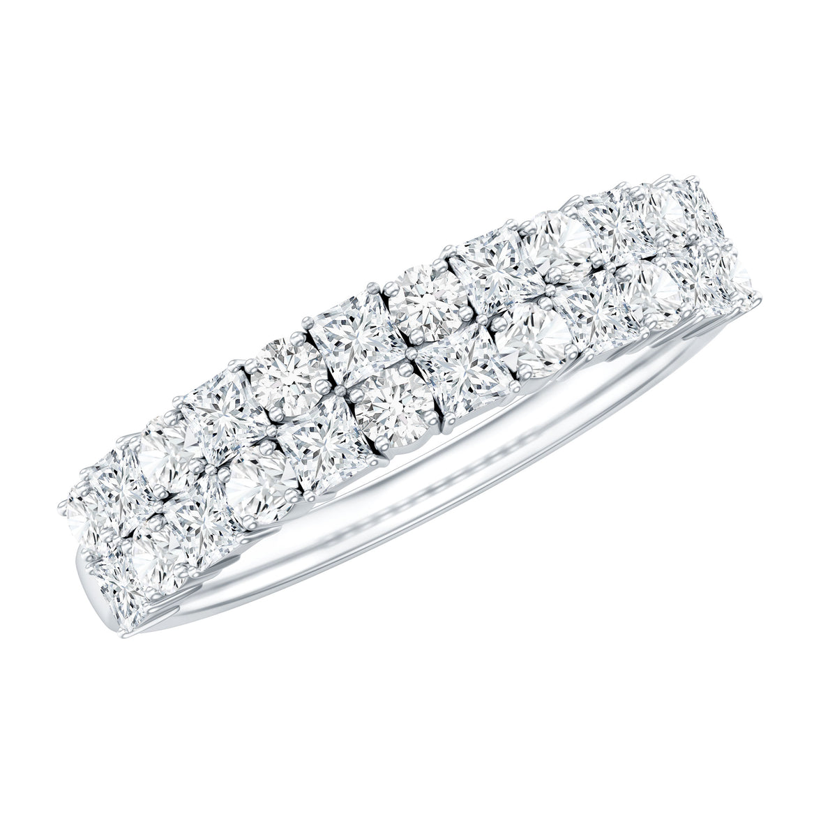 Double Row Moissanite Eternity Wedding Band D-VS1 - Rosec Jewels