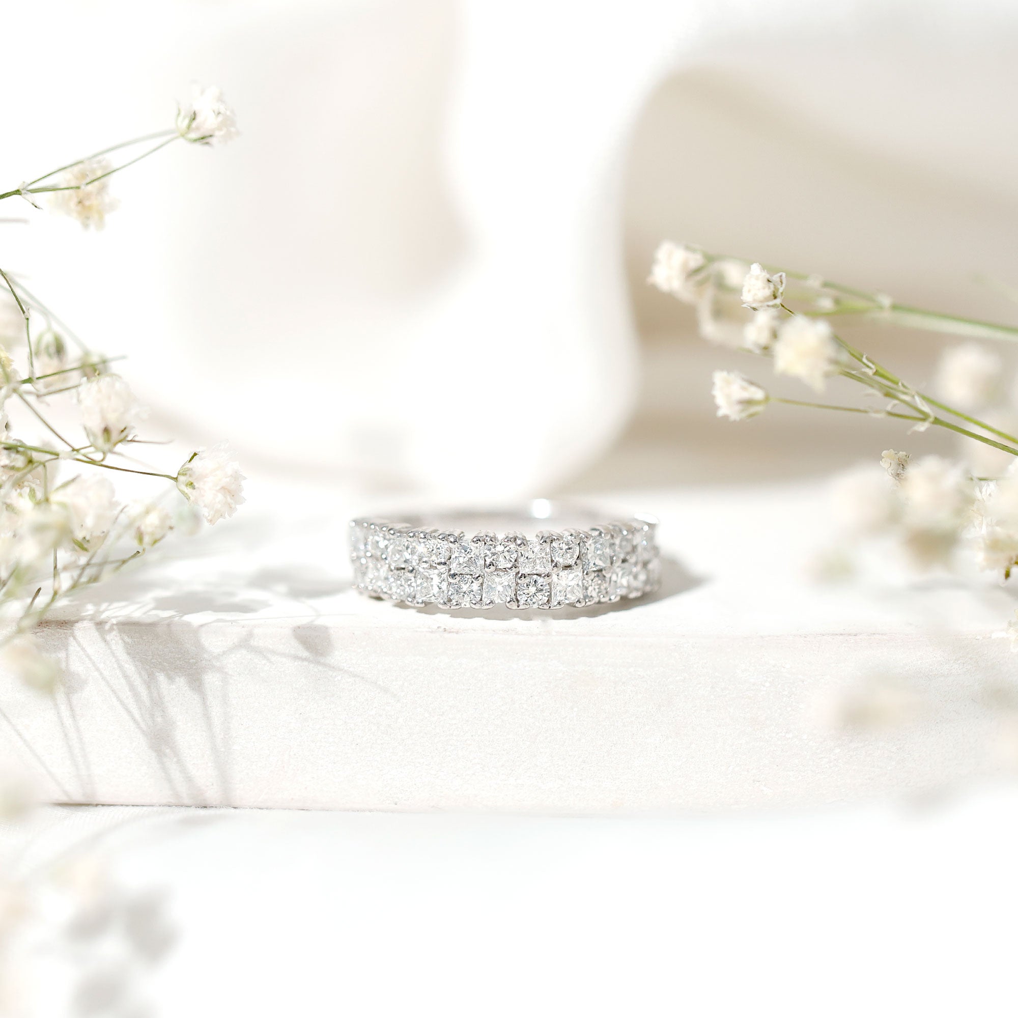 Double Row Moissanite Eternity Wedding Band D-VS1 - Rosec Jewels