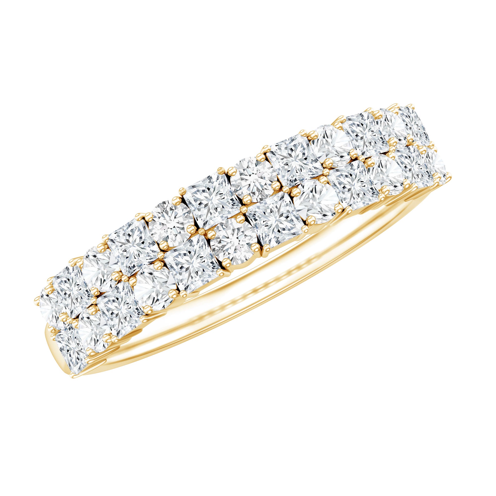 Double Row Moissanite Eternity Wedding Band D-VS1 - Rosec Jewels