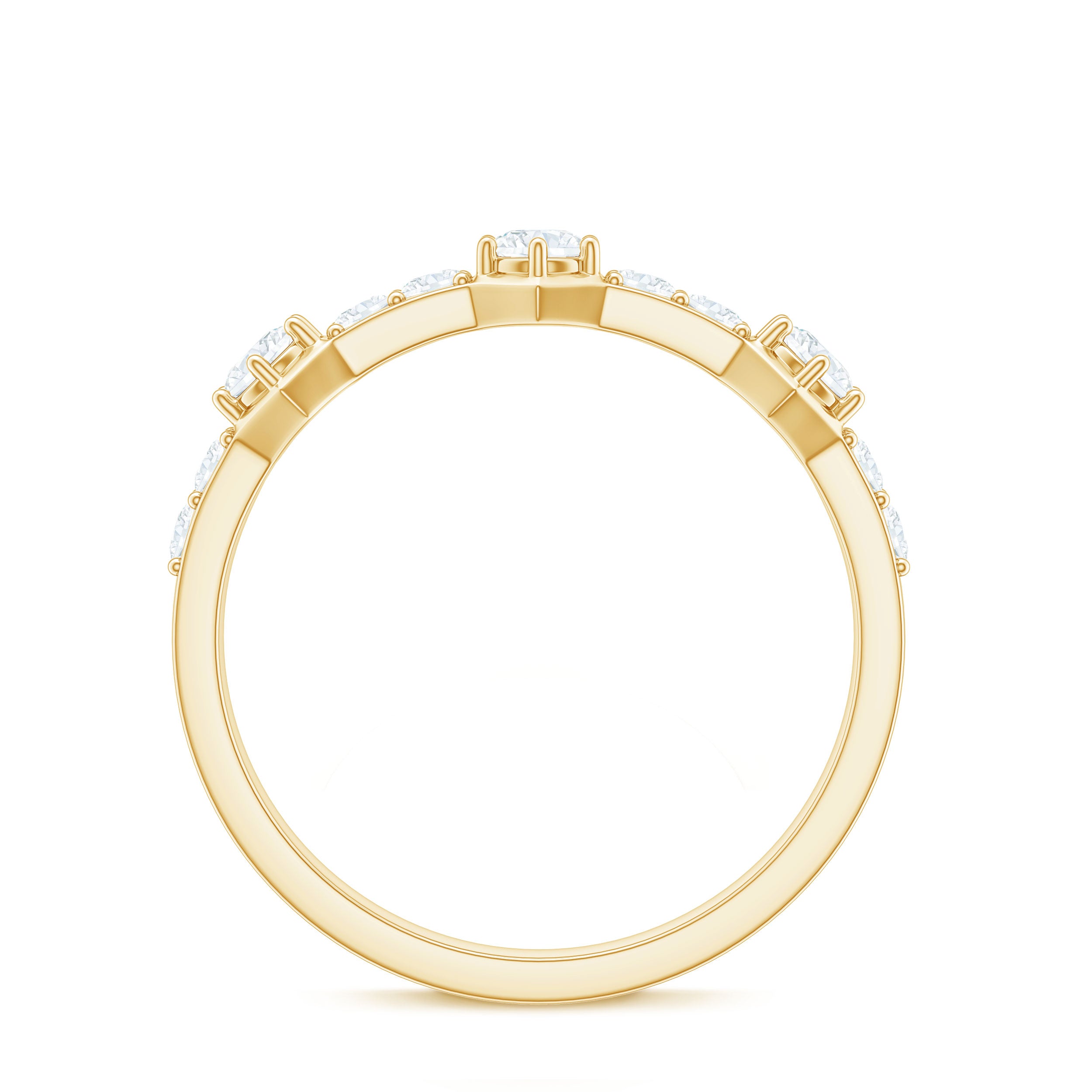 Rosec Jewels-Round Cut Moissanite Half Eternity Band Ring
