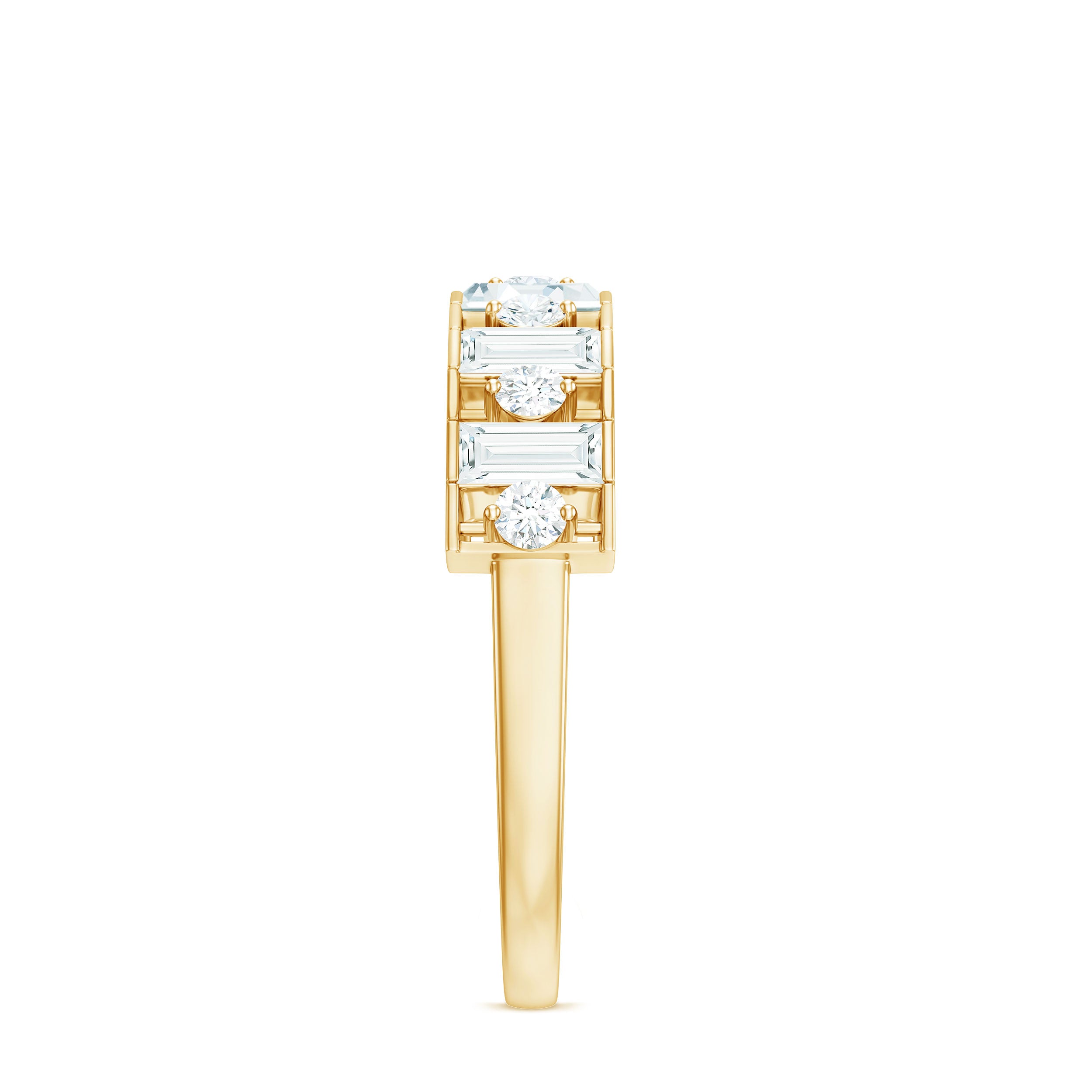Baguette and Round Cut Moissanite Stackable Eternity Band D-VS1 - Rosec Jewels