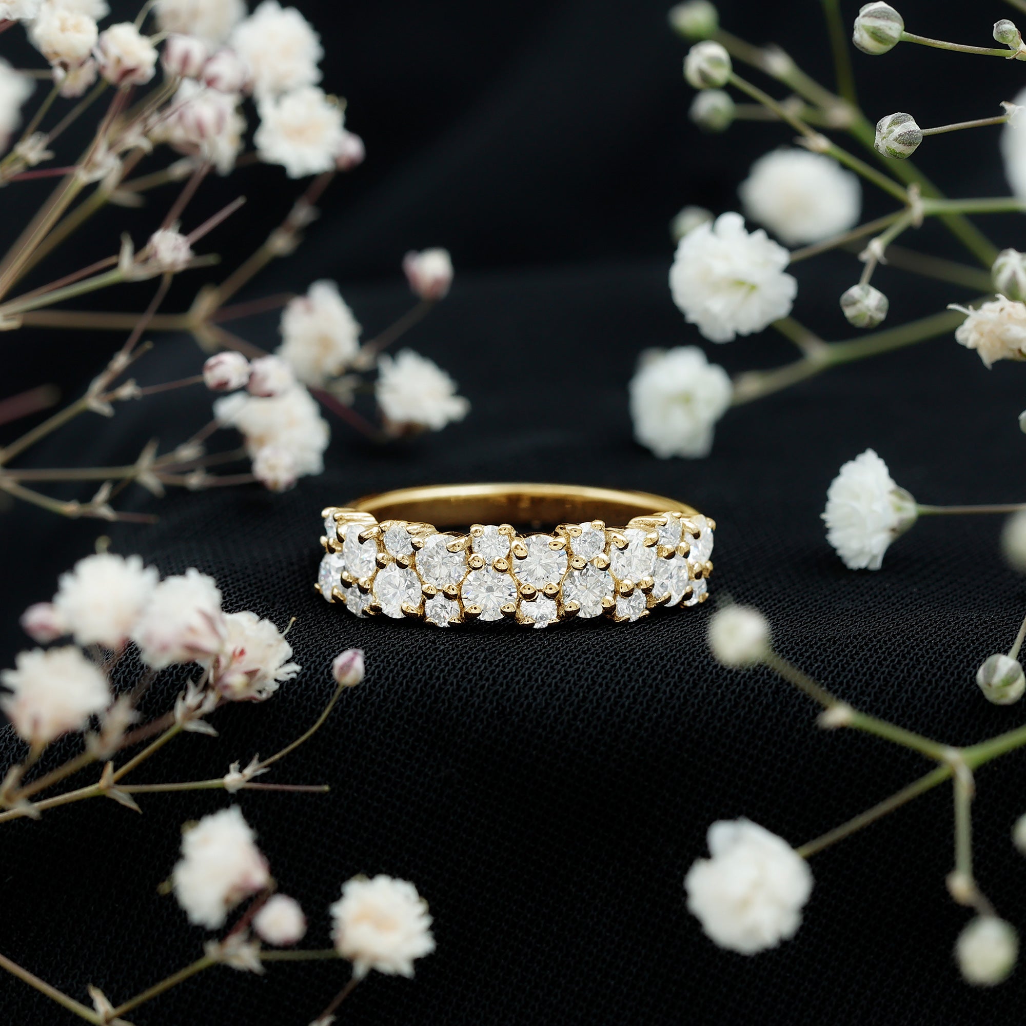 Cluster Moissanite Half Eternity Wedding Band For Her D-VS1 - Rosec Jewels