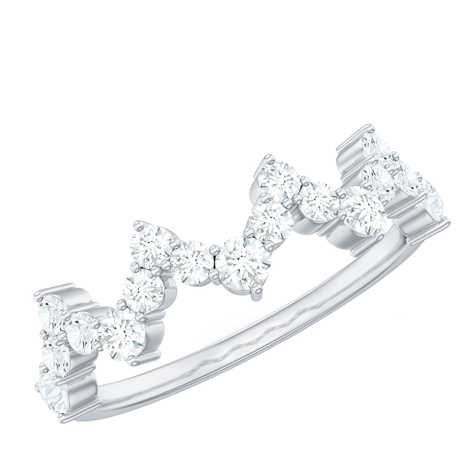 Rosec Jewels-Zig Zag Style Moissanite Half Eternity Band Ring