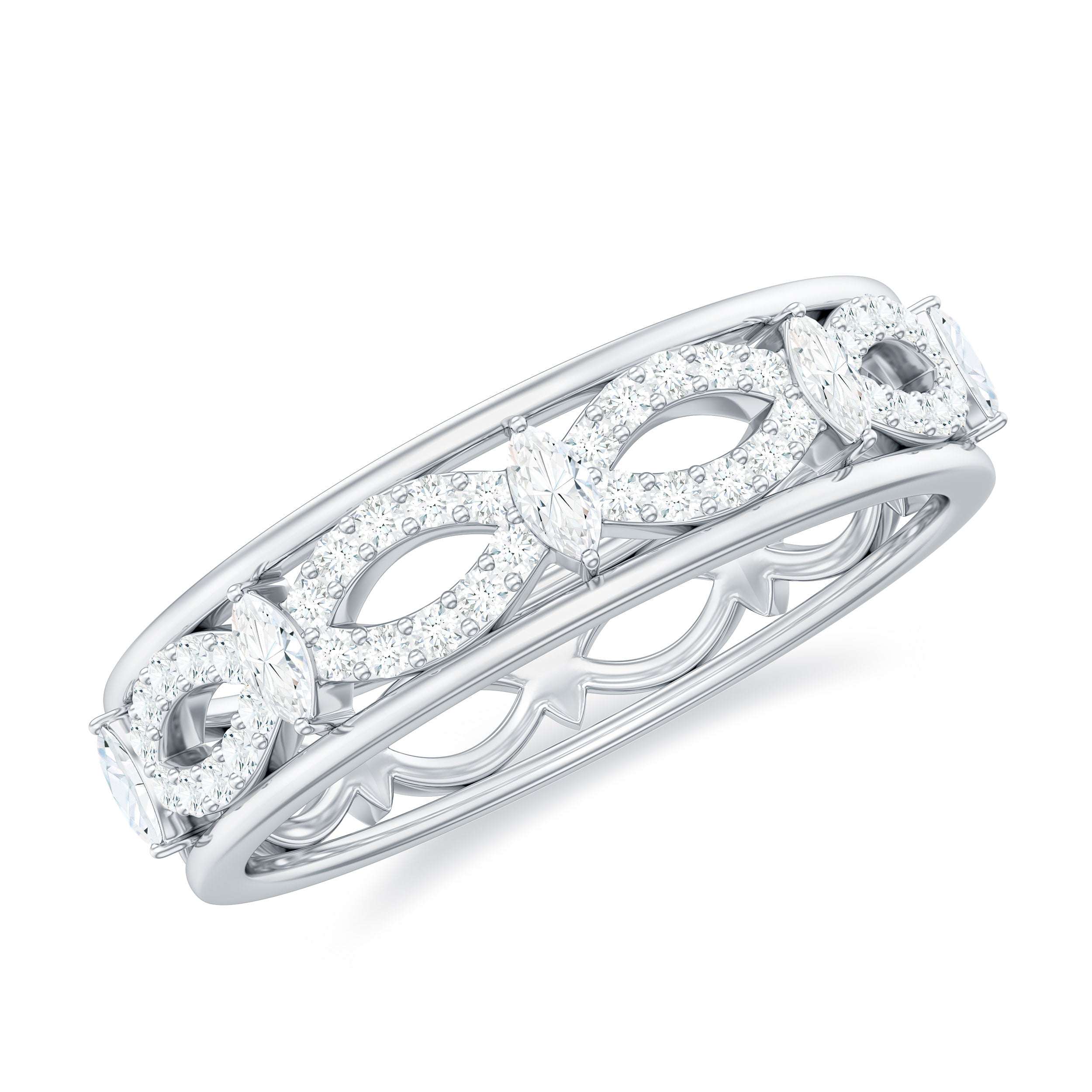 Certified Moissanite Infinity Wedding Band for Her D-VS1 - Rosec Jewels