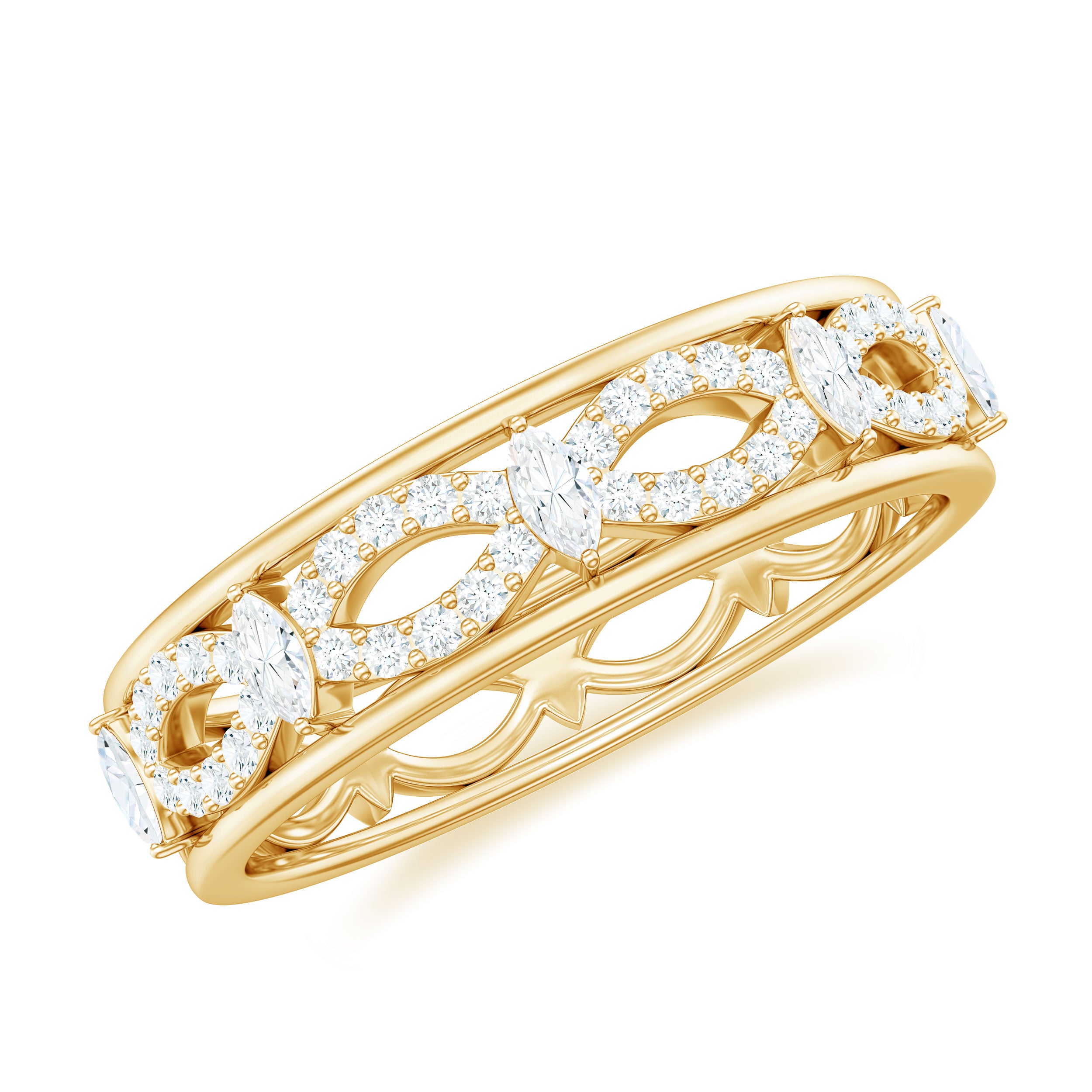 Certified Moissanite Infinity Wedding Band for Her D-VS1 - Rosec Jewels
