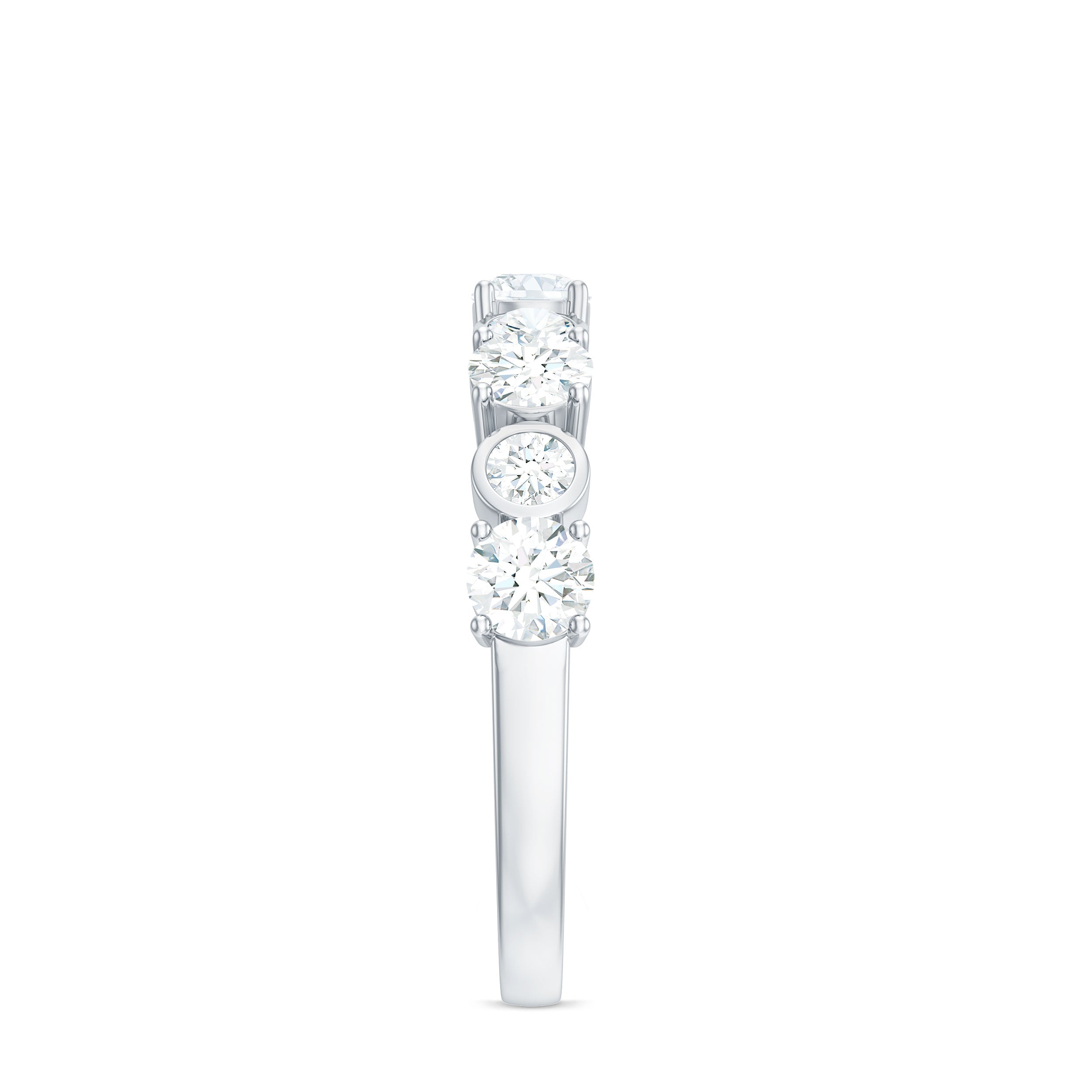 Certified Round Cut Moissanite Half Eternity Band Ring D-VS1 - Rosec Jewels