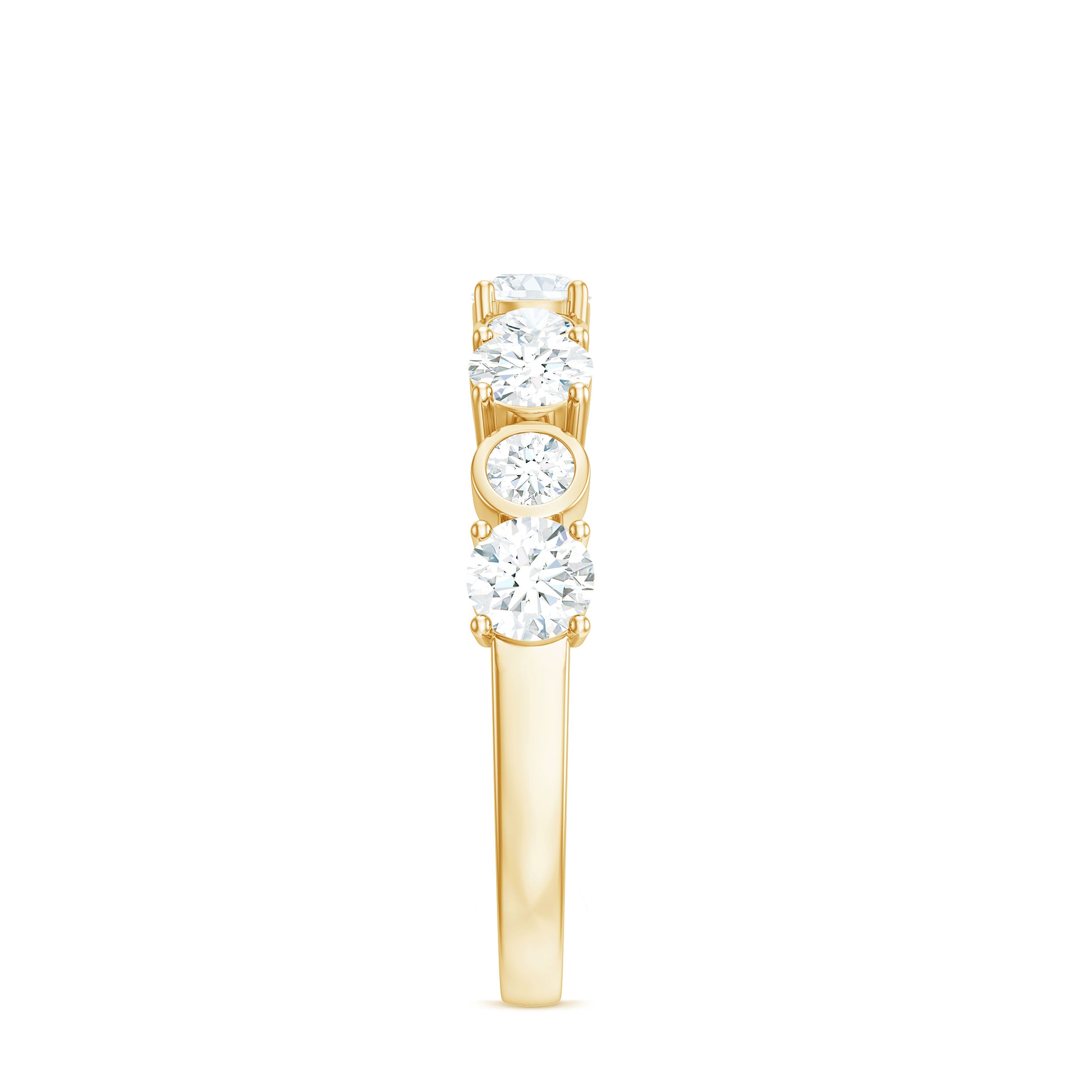 Certified Round Cut Moissanite Half Eternity Band Ring D-VS1 - Rosec Jewels