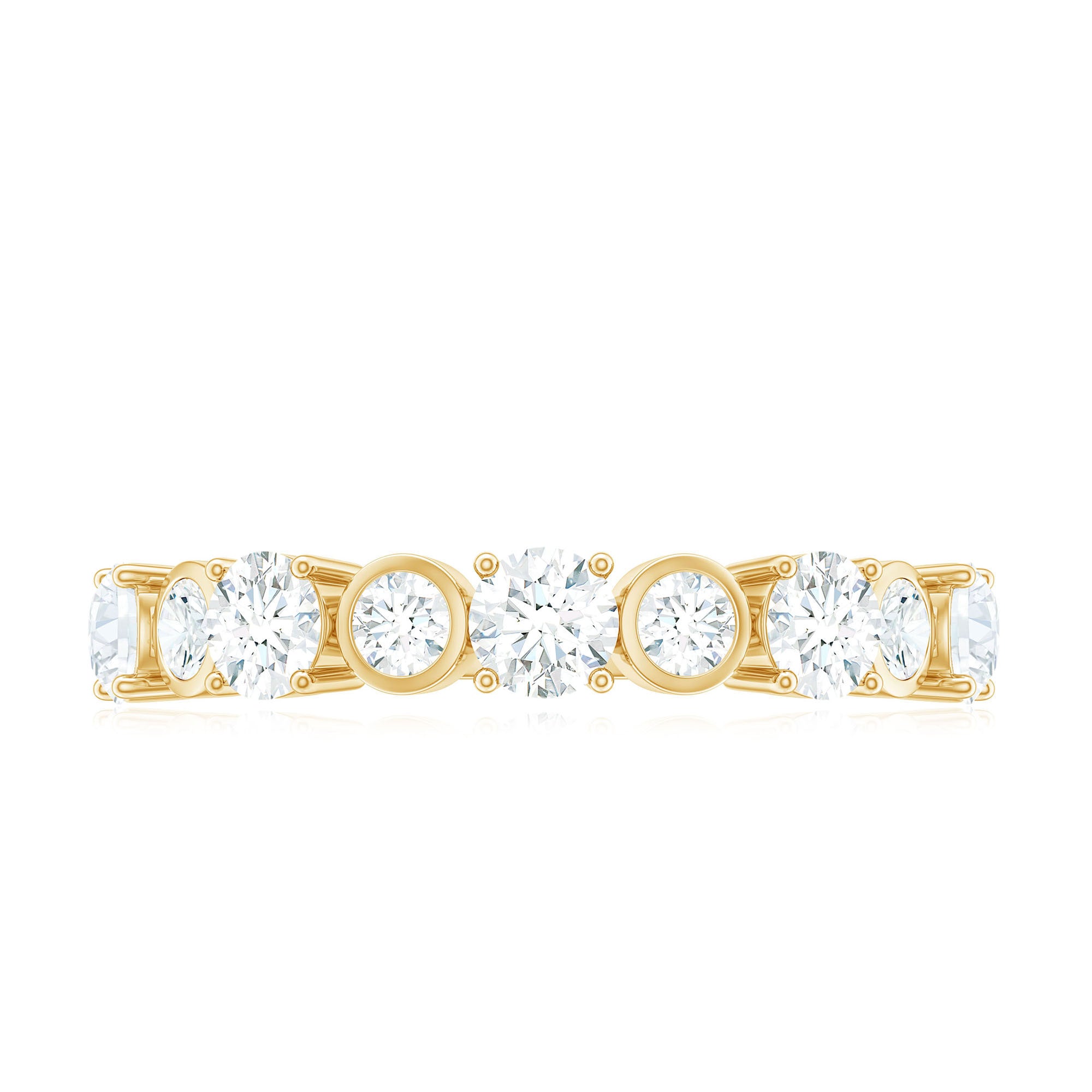 Certified Round Cut Moissanite Half Eternity Band Ring D-VS1 - Rosec Jewels