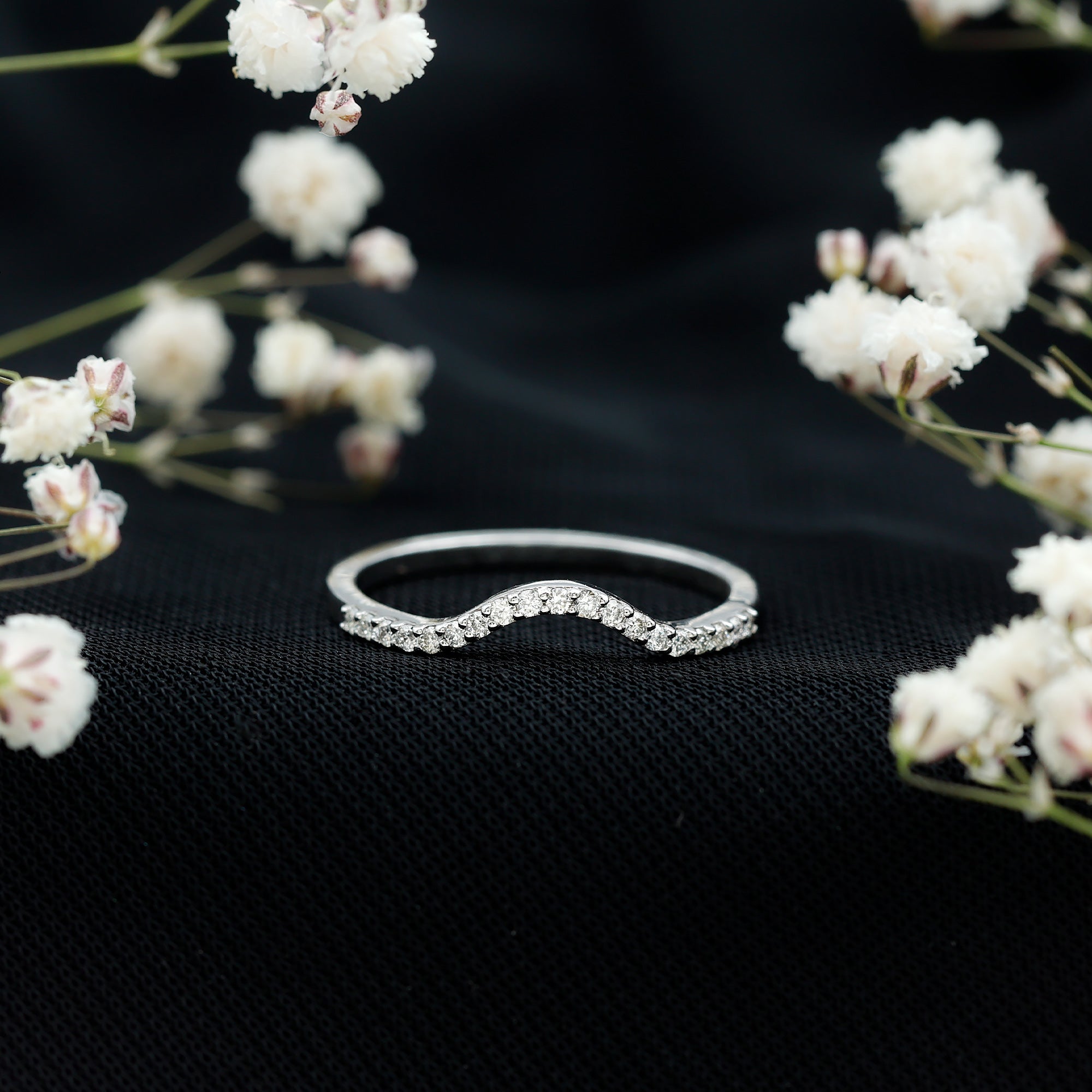 Rosec Jewels-Real Diamond Curved Enhancer for Engagement Ring