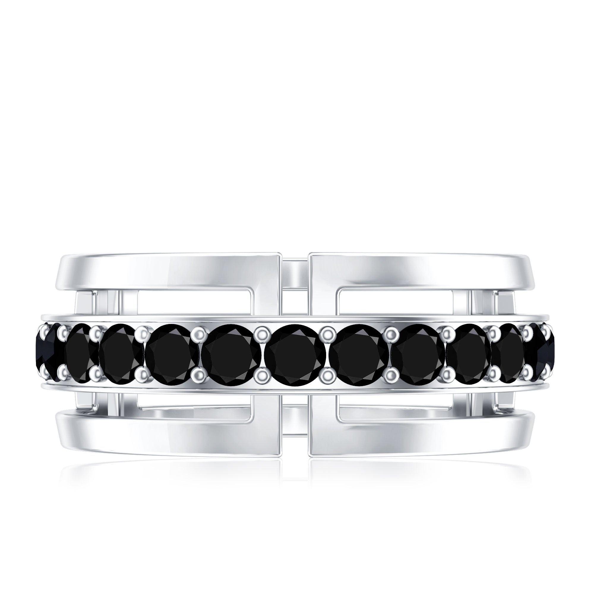 Certified Lab Created Black Diamond Wedding Band for Men AAAA ( Synthetic ) - Rosec Jewels