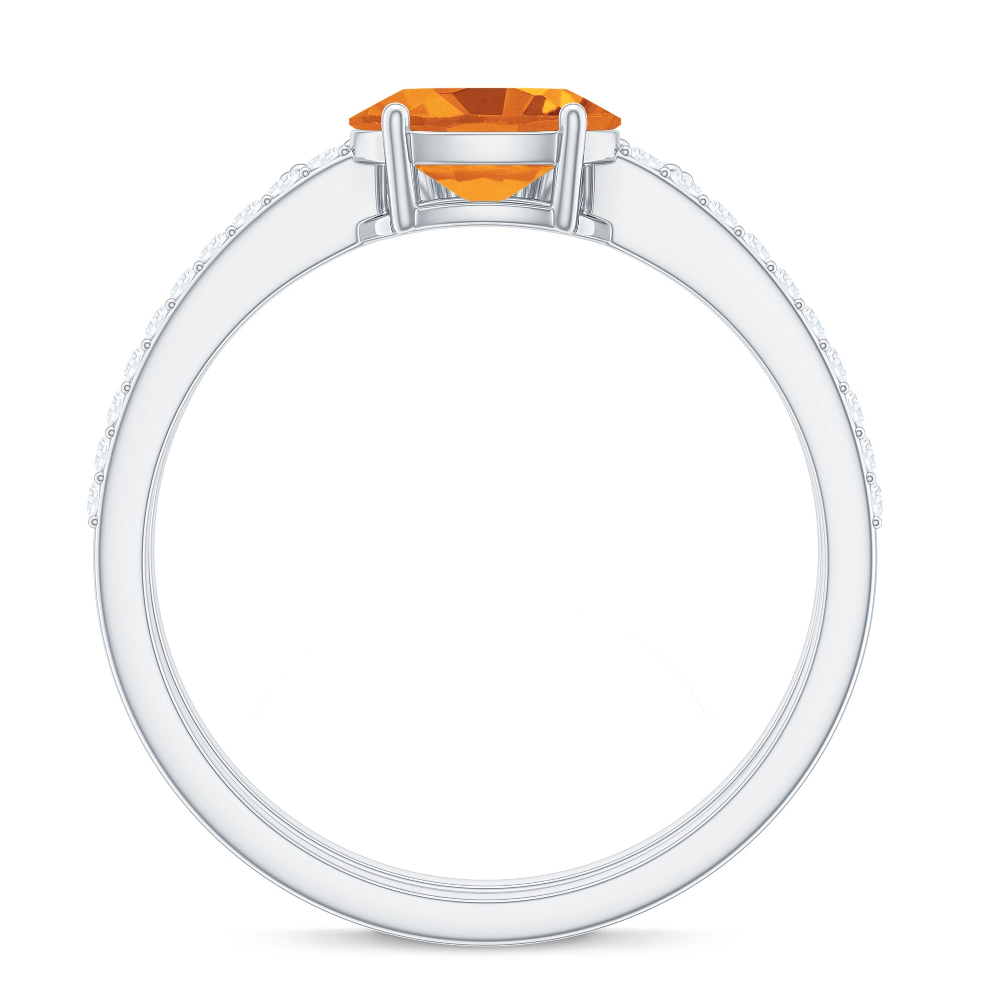 Natural Citrine Moissanite Oval Engagement Ring with Enhancer AAA - Rosec Jewels