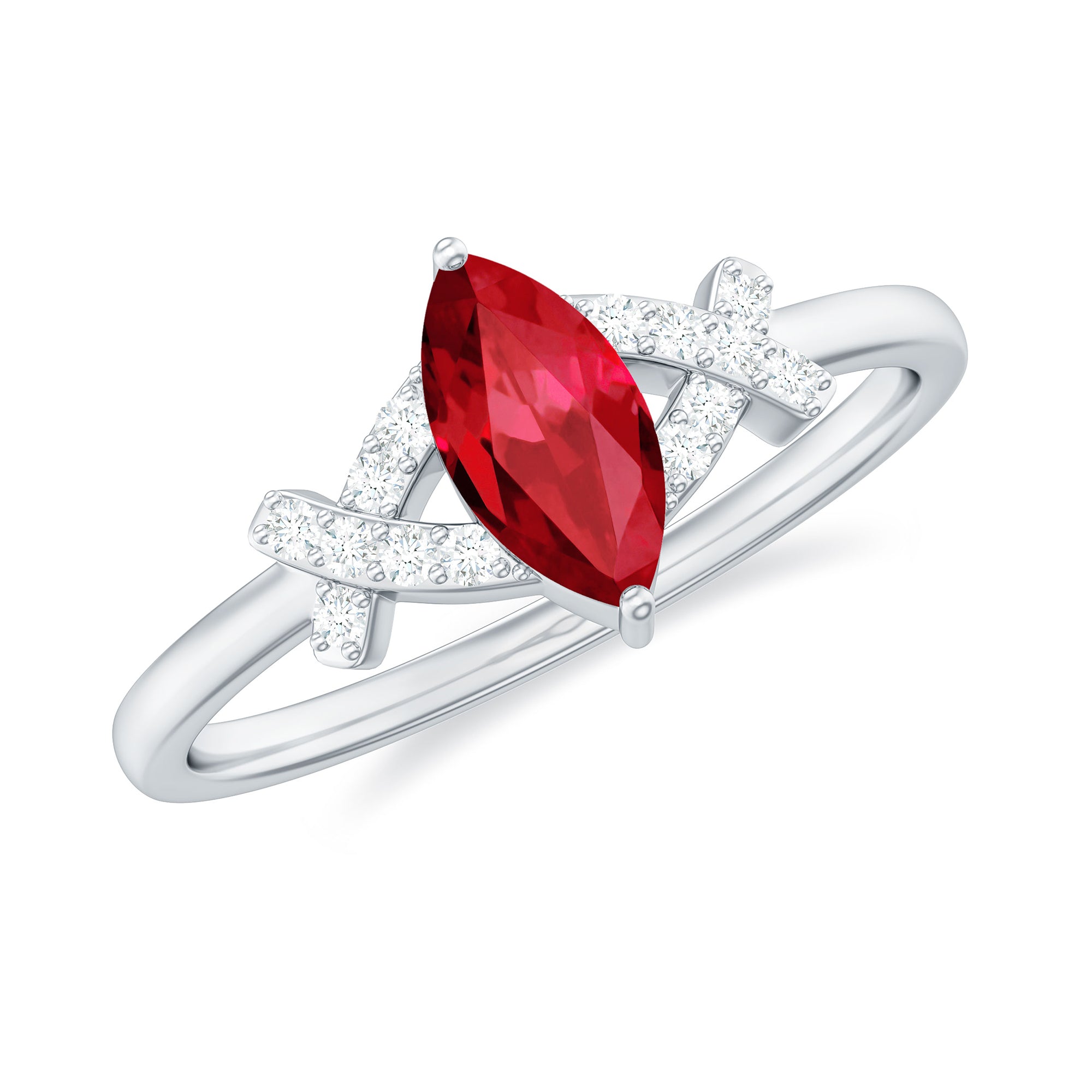 Rosec Jewels-Marquise Cut Lab Created Ruby Designer Engagement Ring
