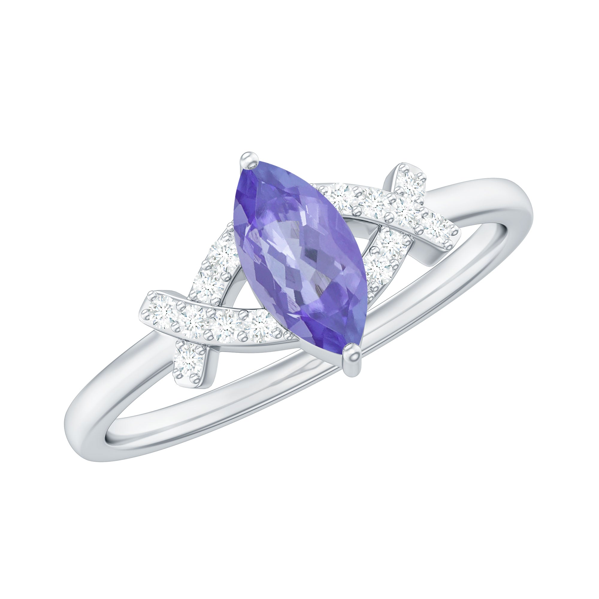 Rosec Jewels-Natural Marquise Tanzanite Diamond Promise Ring for Engagement