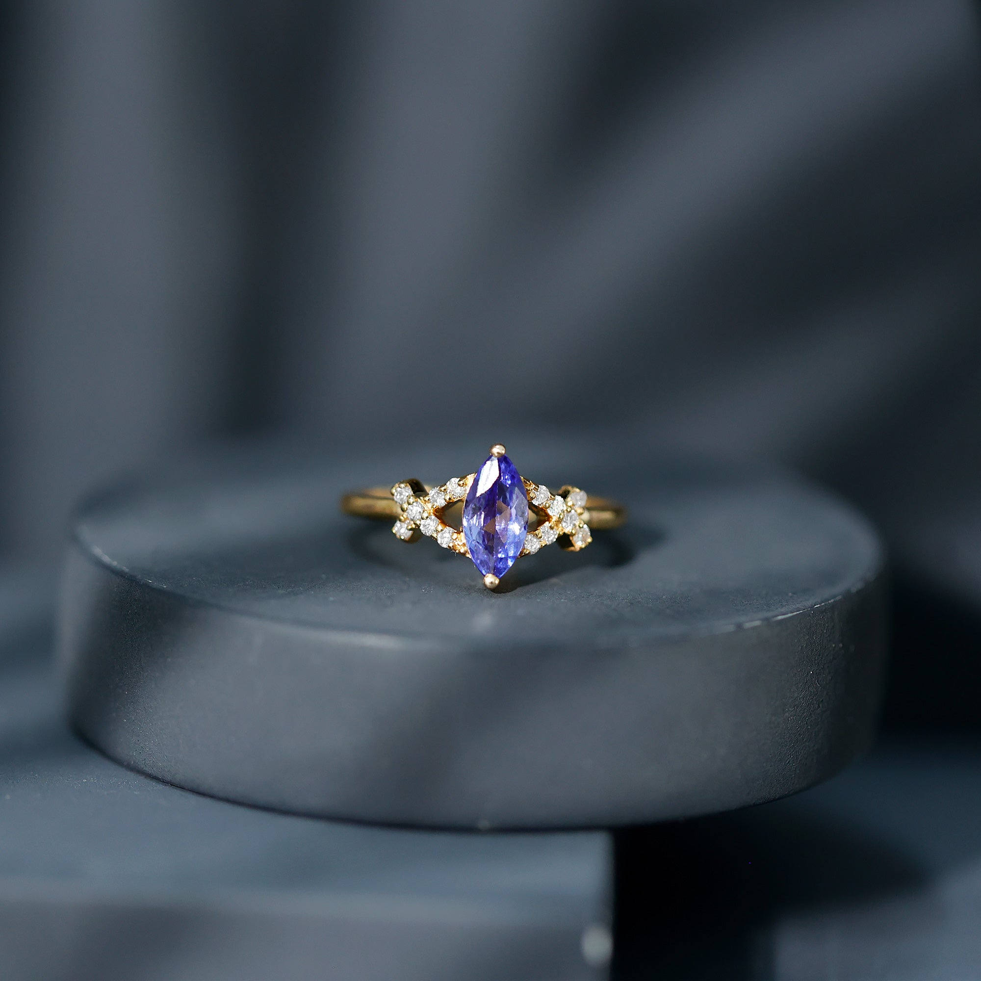 Rosec Jewels-Natural Marquise Tanzanite Diamond Promise Ring for Engagement