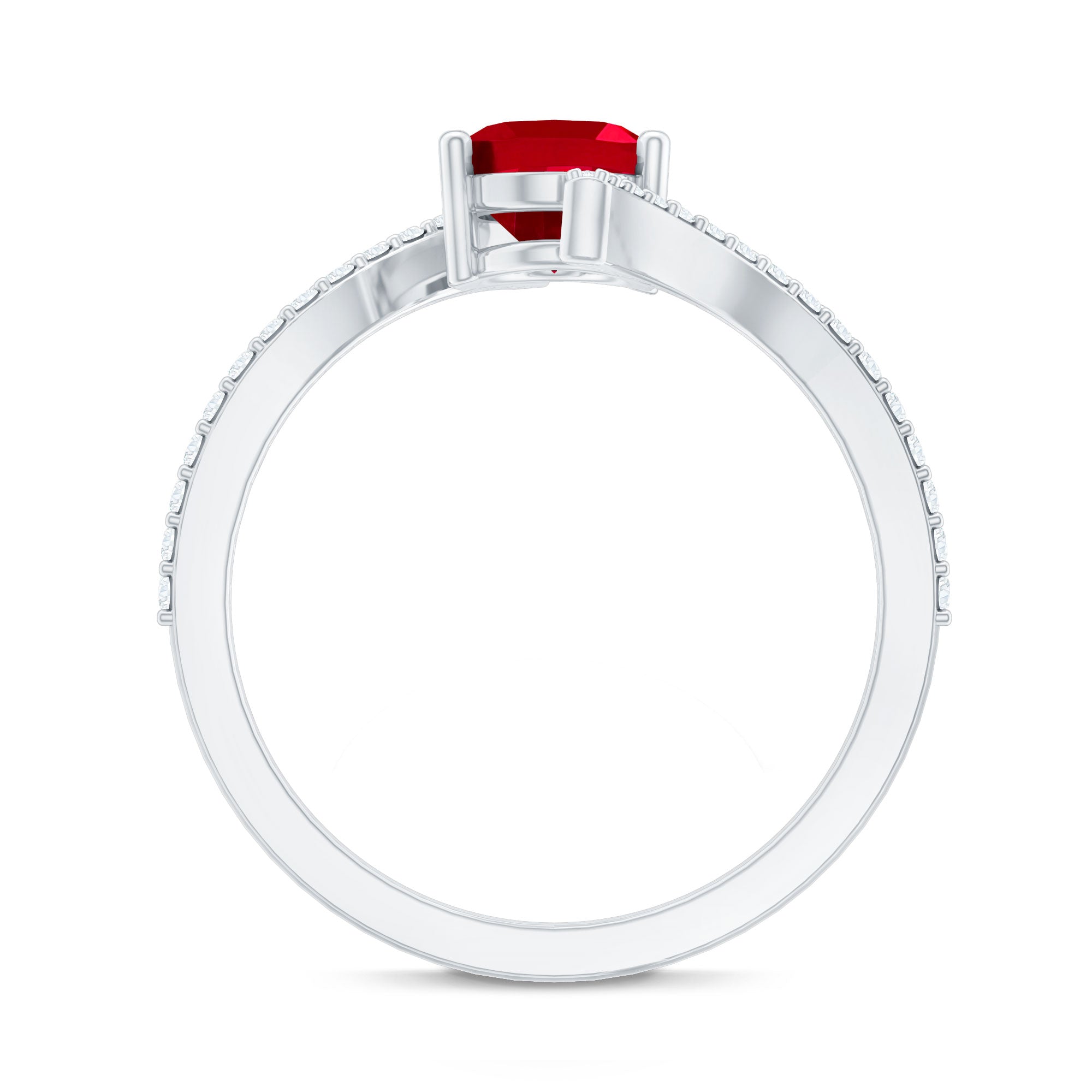 Rosec Jewels-Oval Lab Created Ruby and Diamond Bypass Engagement Ring