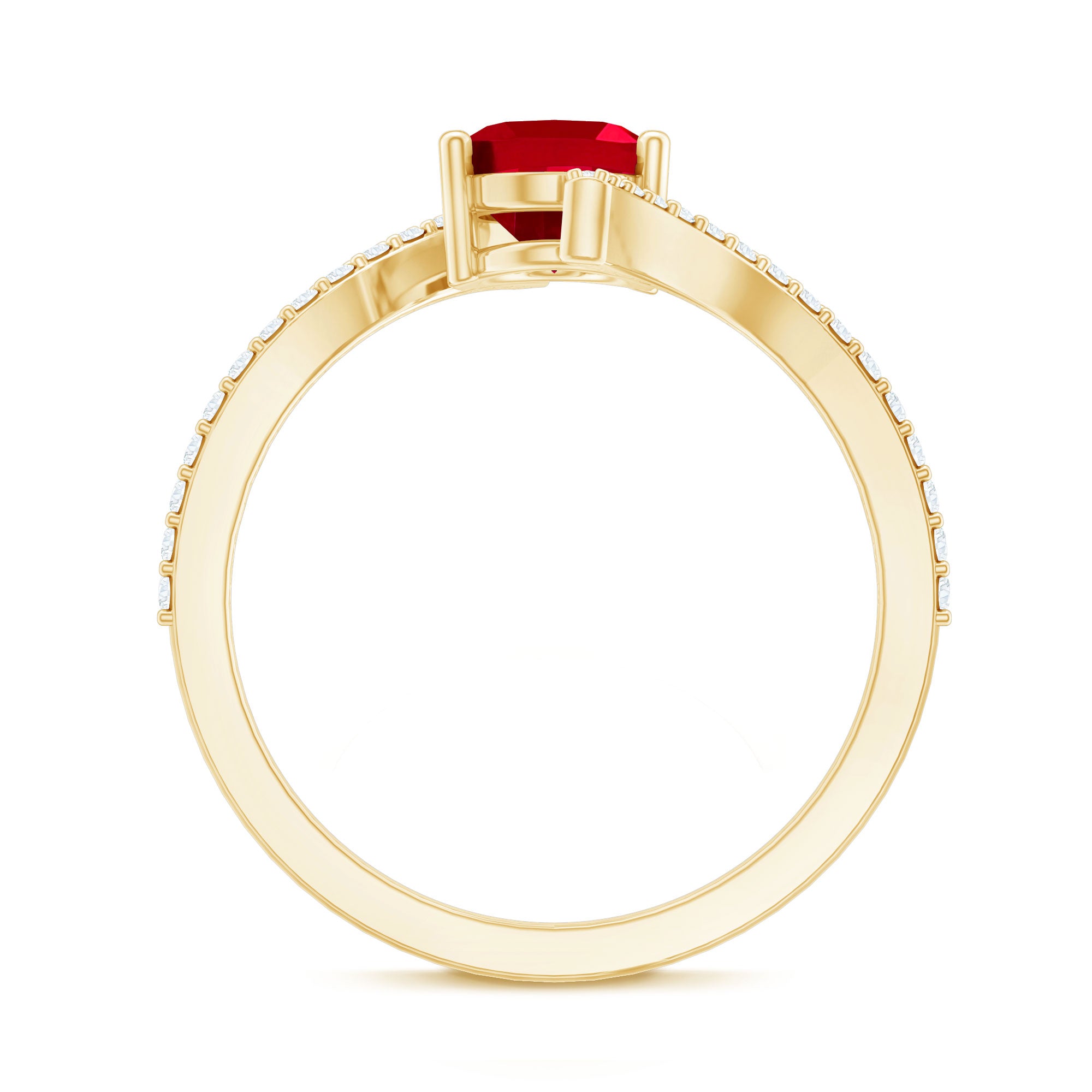 Rosec Jewels-Oval Lab Created Ruby and Diamond Bypass Engagement Ring