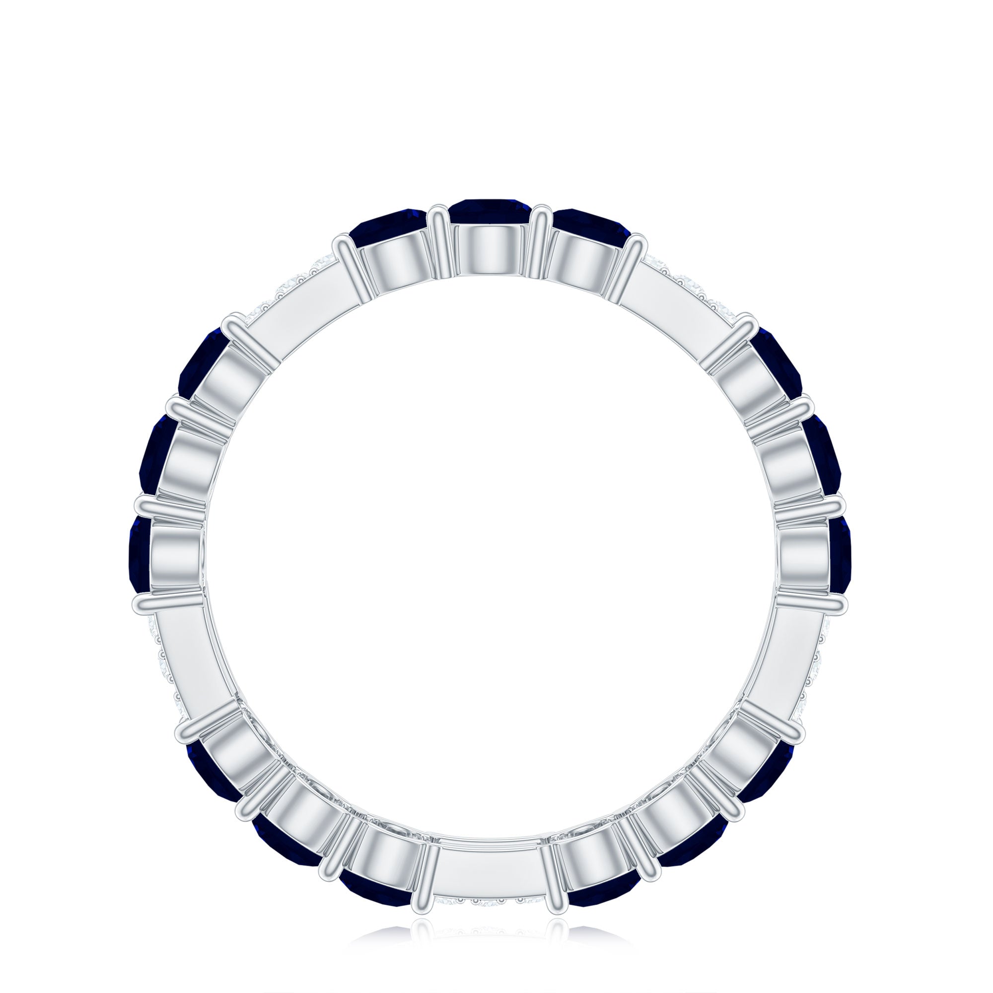 Rosec Jewels-Natural Blue Sapphire and Diamond Eternity Wedding Band